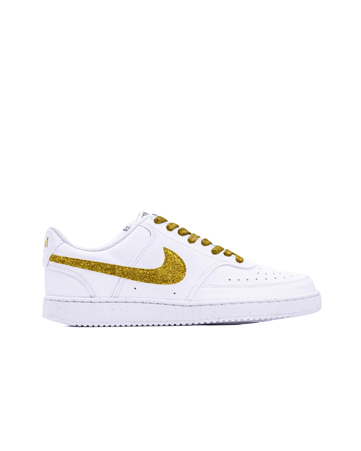 Nike Court Vision 1 мужские кеды бело-золотые с блестками картинка
