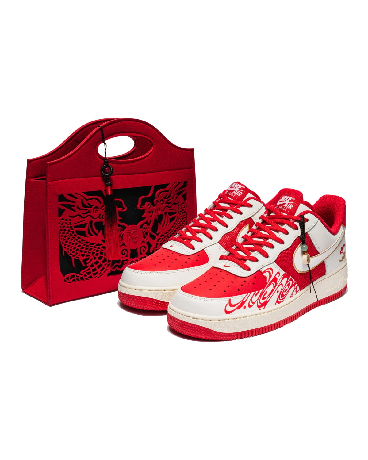 Nike Air Force 1 унисекс повседневные кроссовки бело-красные картинка