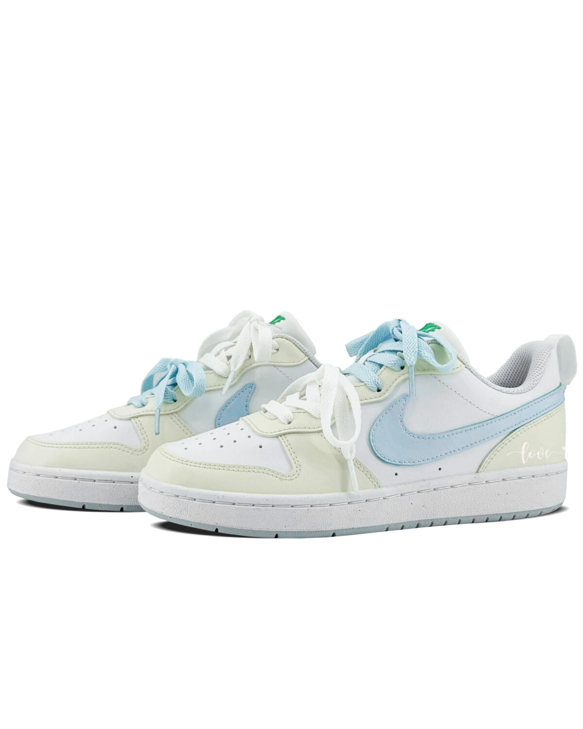 Nike Court Borough Детские кроссовки бело-желто-синие анти-скольжение картинка