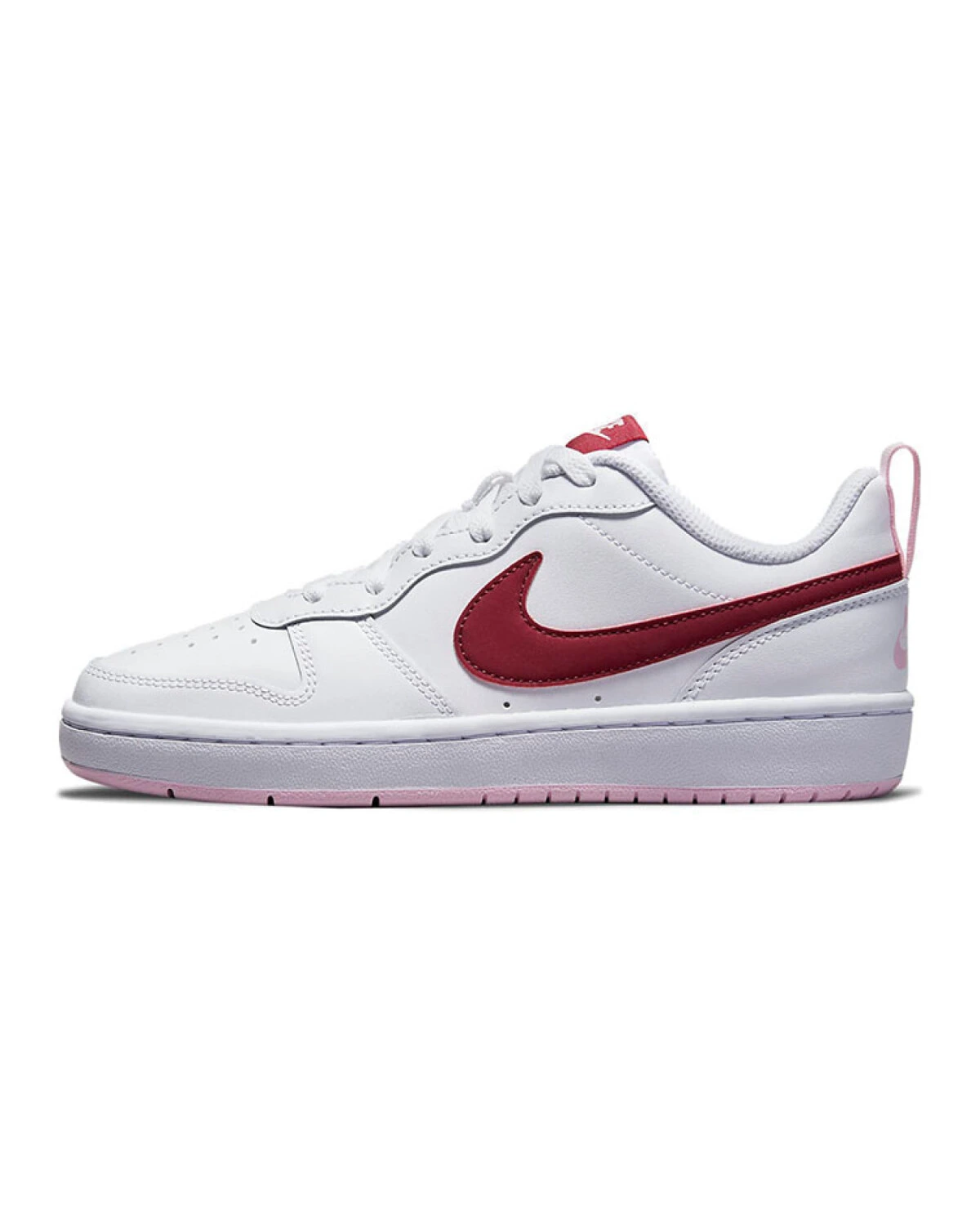 Nike Court Borough 2 Low детские кроссовки кожаные бело-красно-розовые картинка