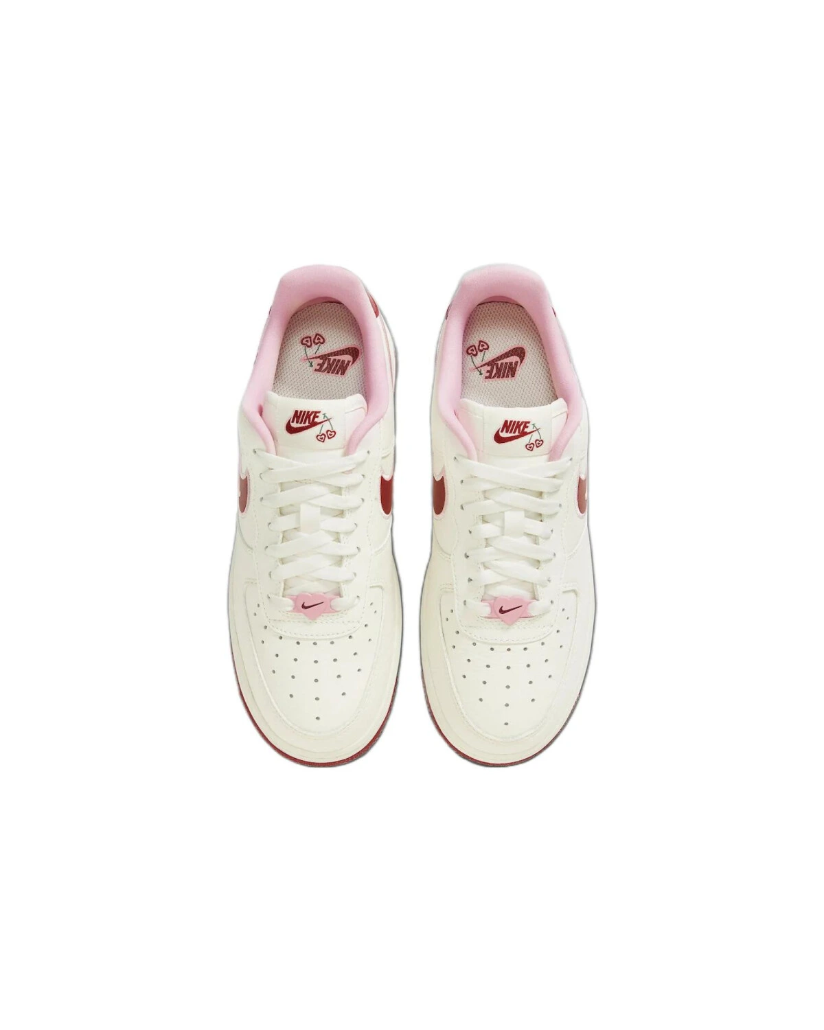 Nike Air Force 1 "Valentine’s Day" женские кроссовки кожаные бело-розово-красные картинка
