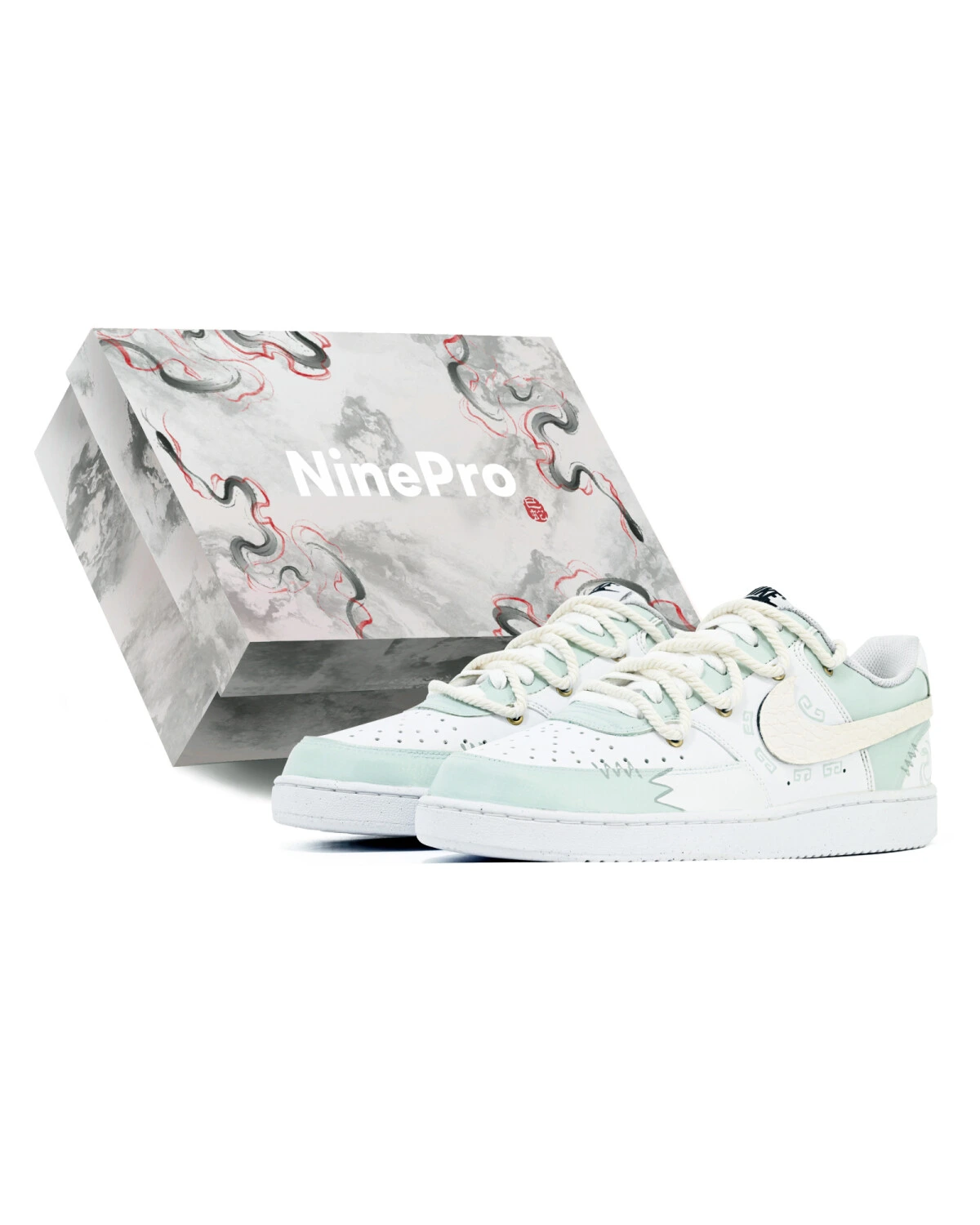 Nike Court Vision 1 мужские кроссовки голубые с перфорацией и нескользящей подошвой картинка