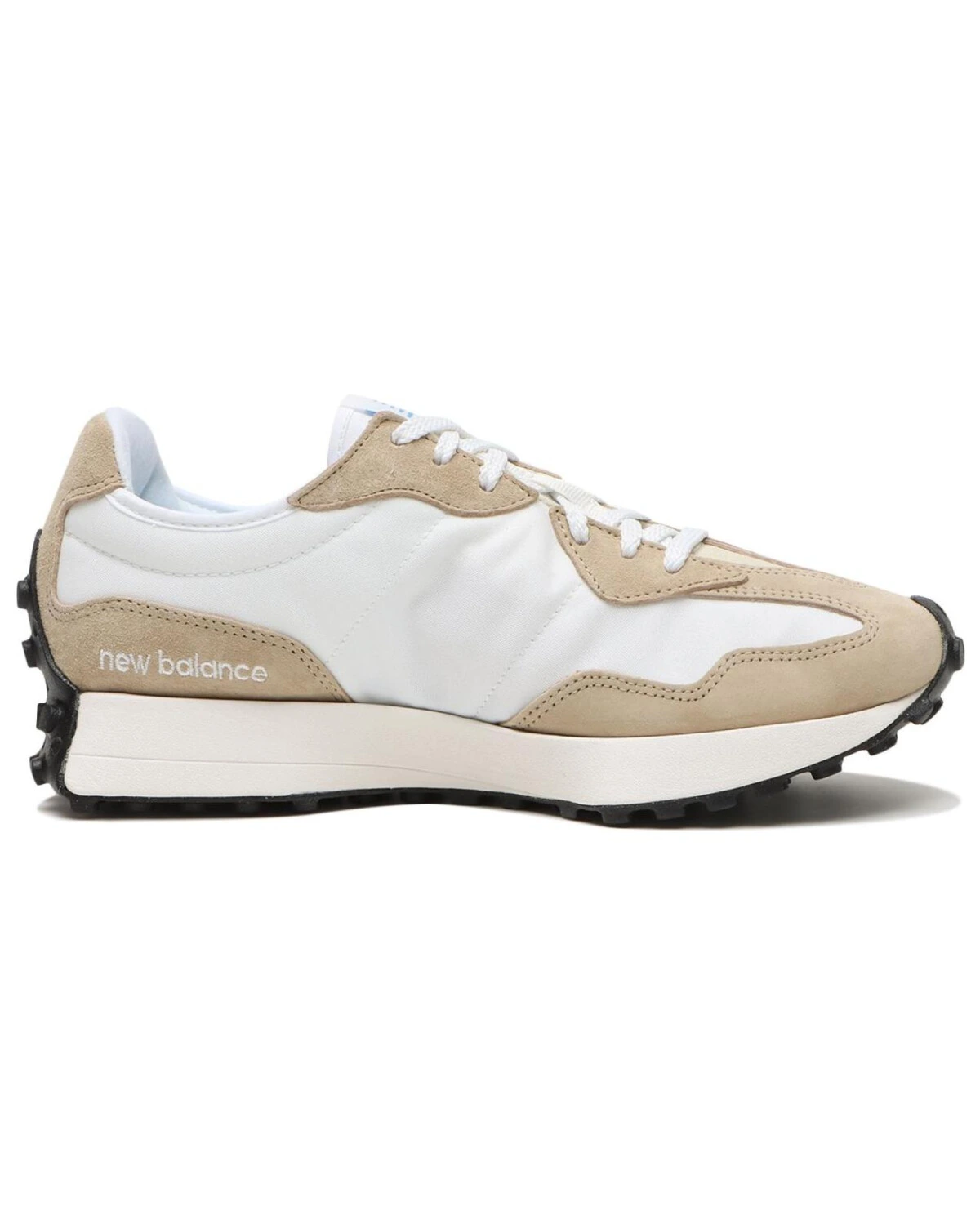 New Balance NB 327 унисекс кроссовки из кожи бело-бежевые картинка