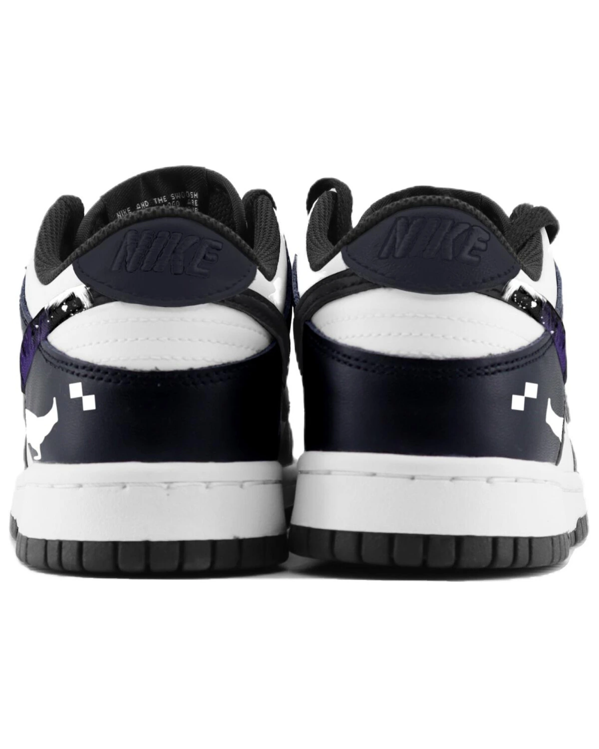 Nike Dunk детские кроссовки черно-белые с дизайном динозавра картинка