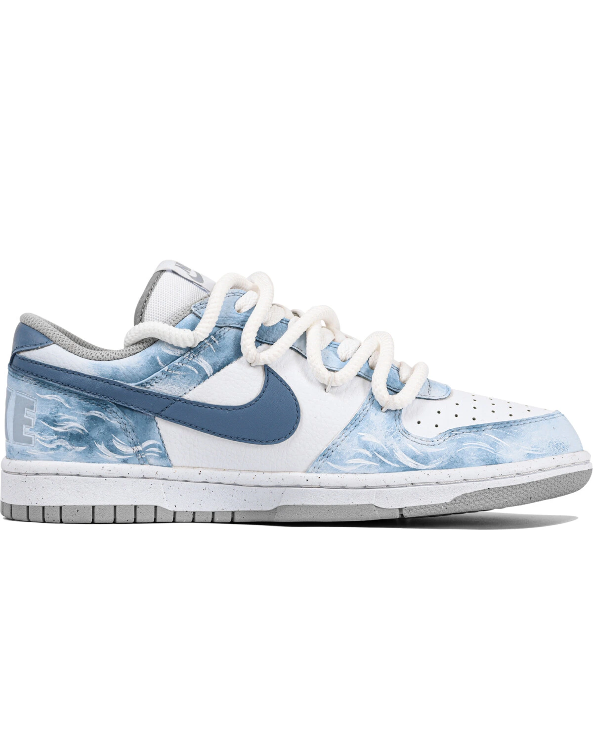 Nike Big Low мужские кеды сине-белые с ручной росписью картинка