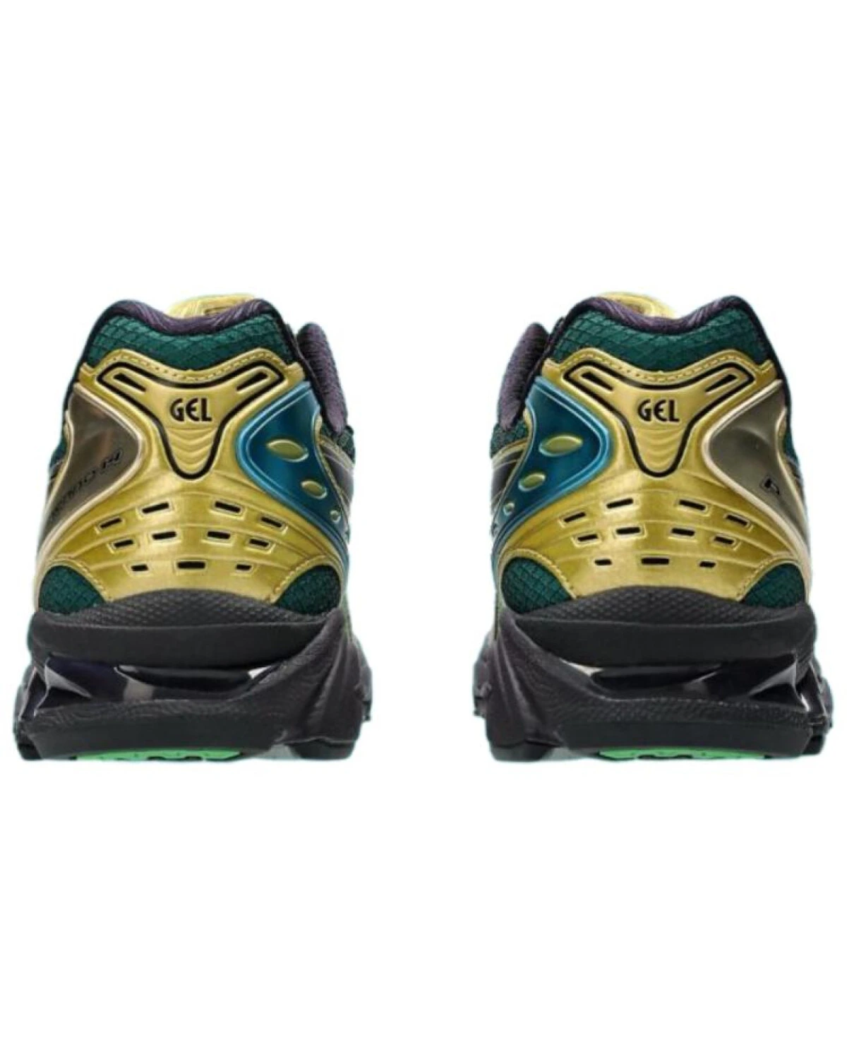 Asics Gel-Kayano 14 кроссовки черно-зеленые дышащие картинка