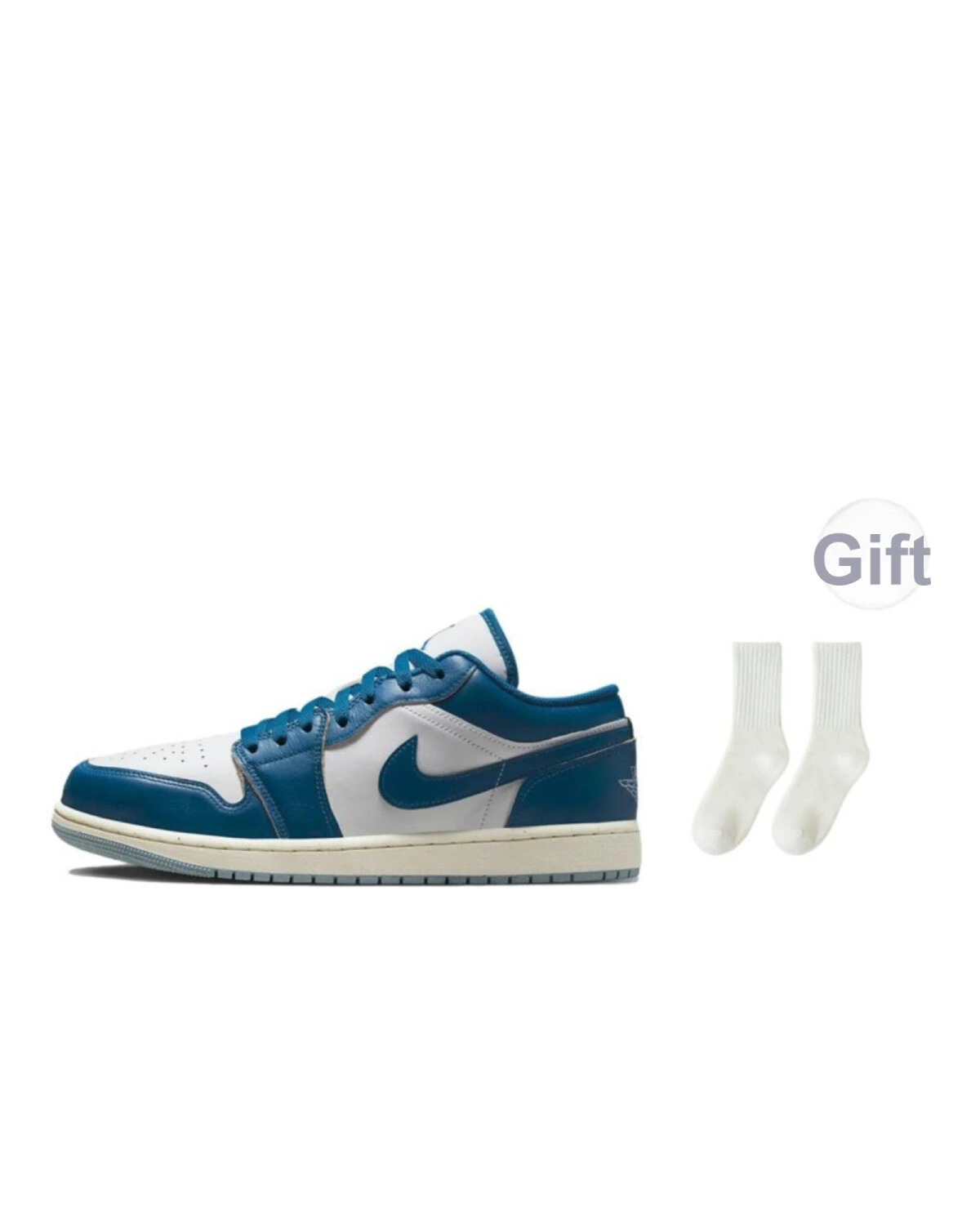 Jordan Air Jordan 1 Low unisex кроссовки сине-белые кожаные картинка