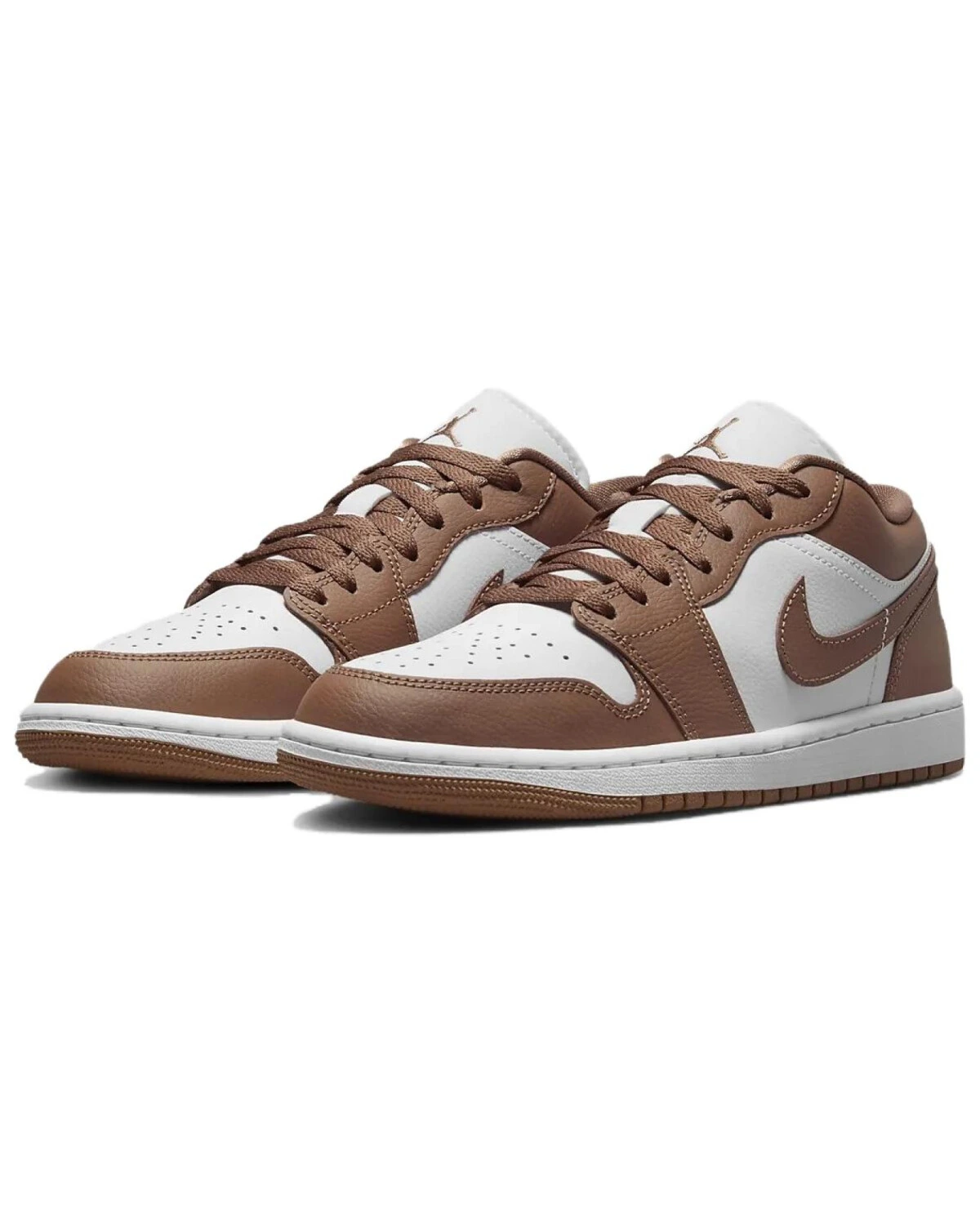 Jordan Air Jordan 1 Low унисекс кроссовки бело-коричневые с шнуровкой картинка