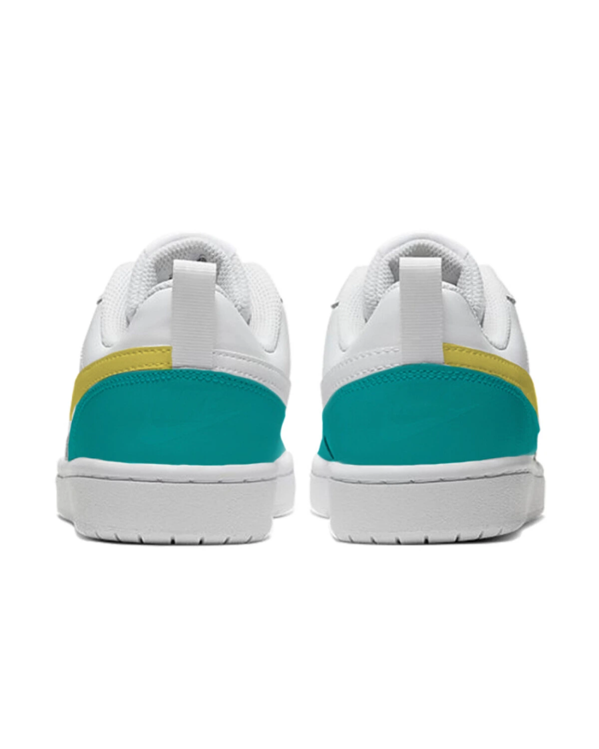 Nike Court Borough детские кроссовки кожаные бело-голубые с желтым картинка
