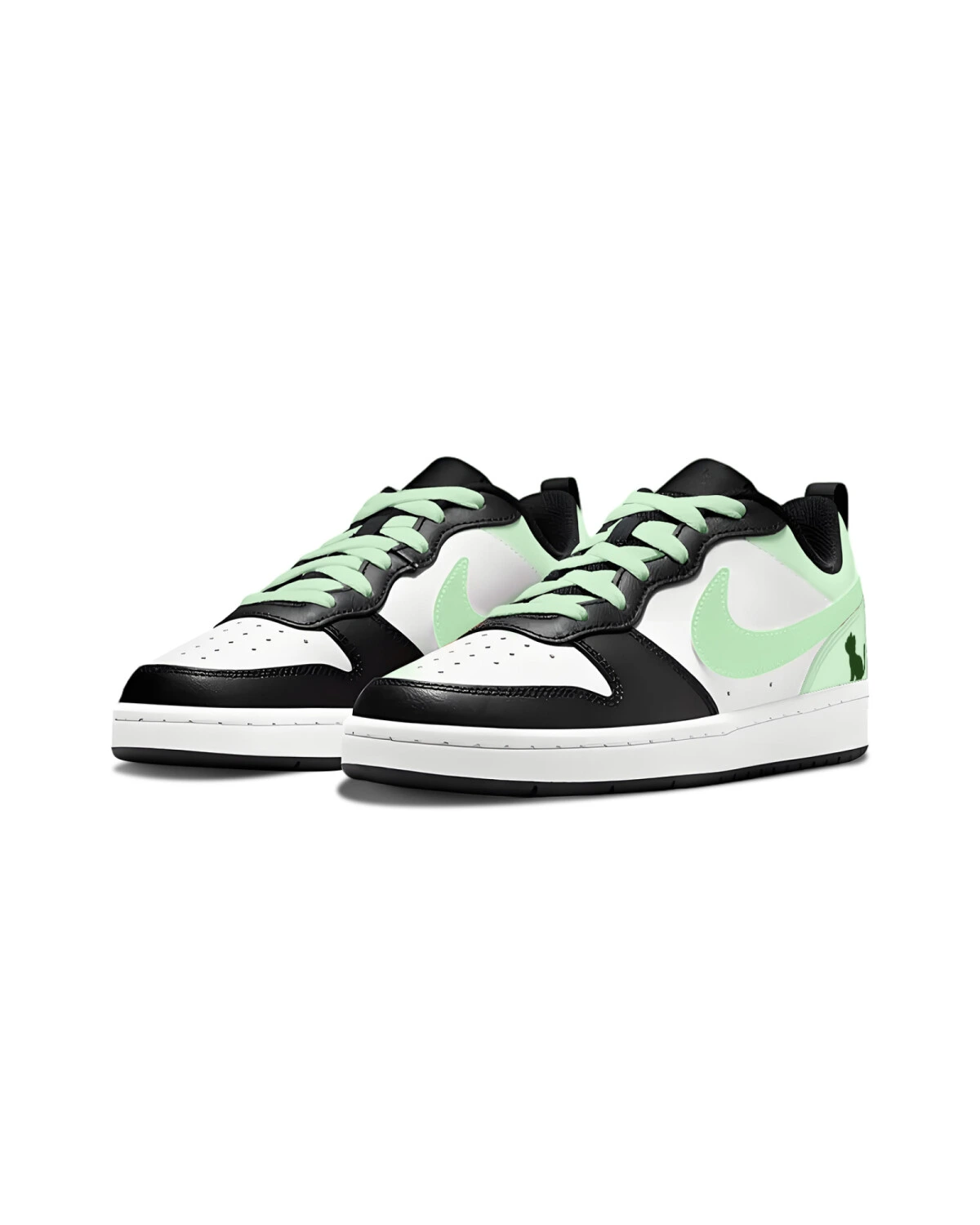 Nike Court Borough Low 2 детские кроссовки с амортизацией черно-зеленые картинка