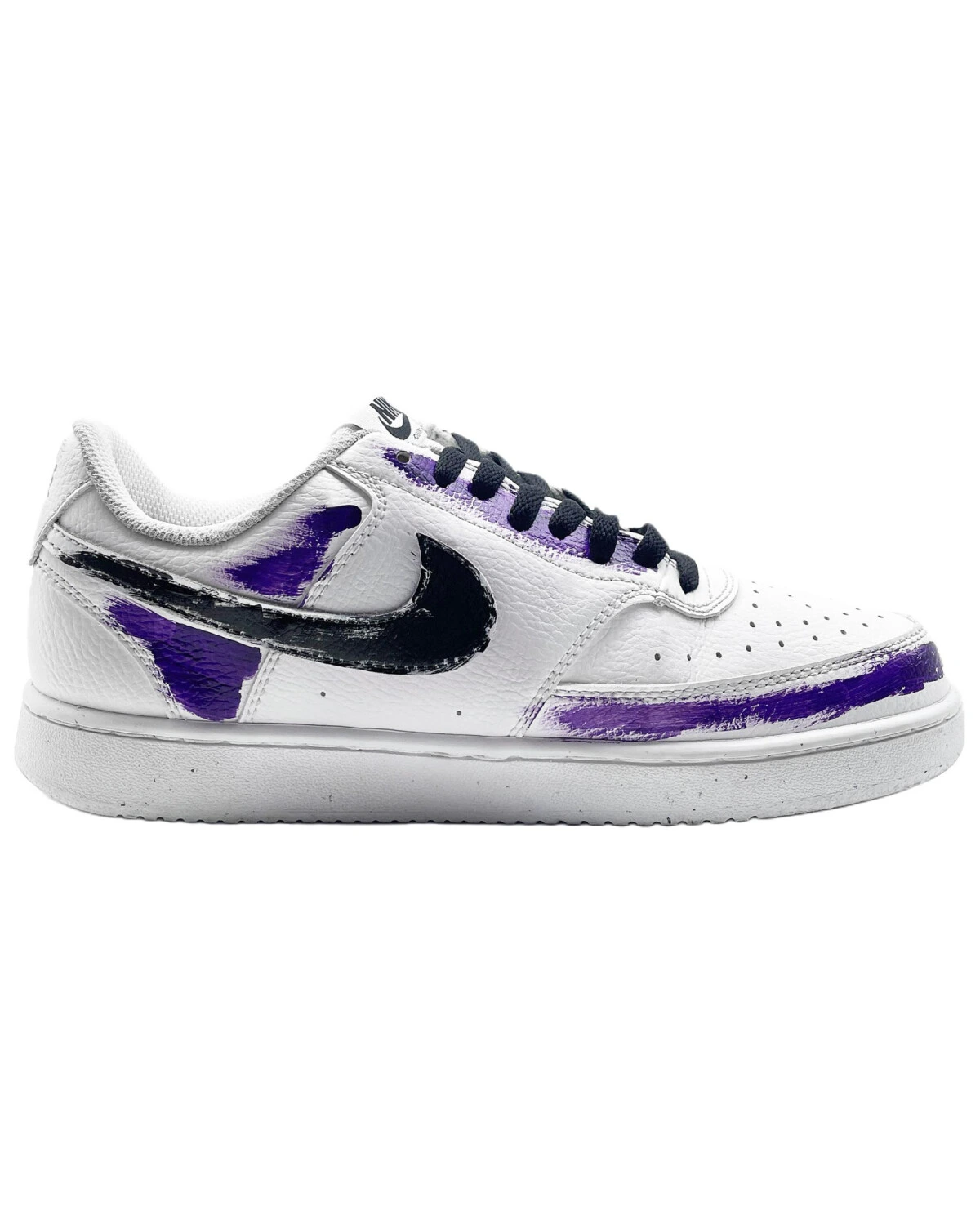 Nike Court Vision 1 unisex кроссовки с рисунком бело-фиолетовые картинка