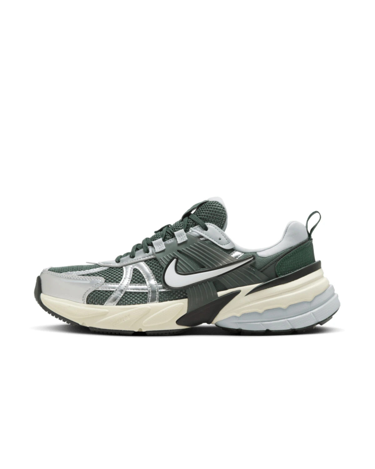 Nike V2K Run unisex кроссовки серо-зеленые из сетки с платформой картинка