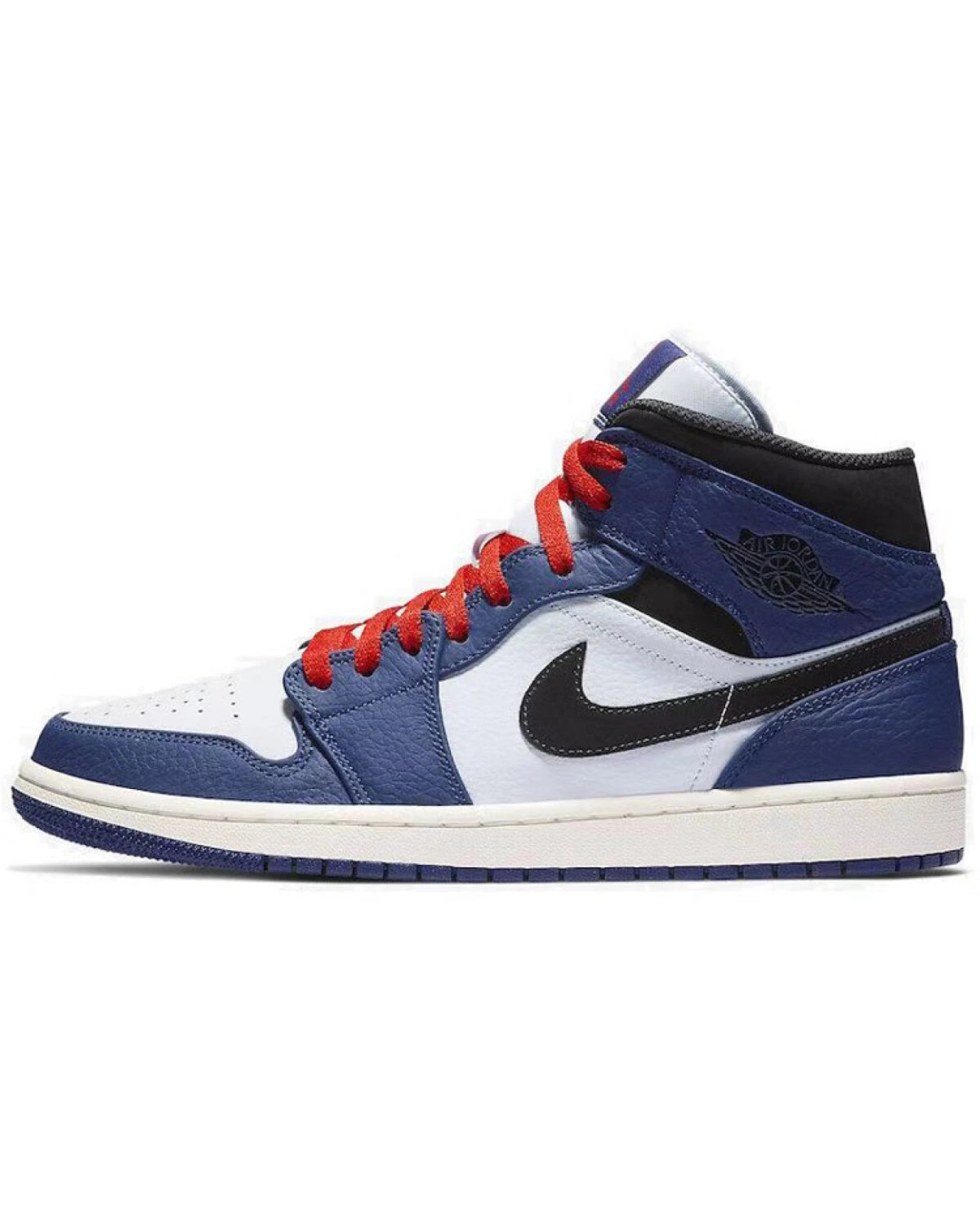 Jordan Air Jordan 1 Mid мужские кроссовки бело-синие с синтетическим верхом картинка