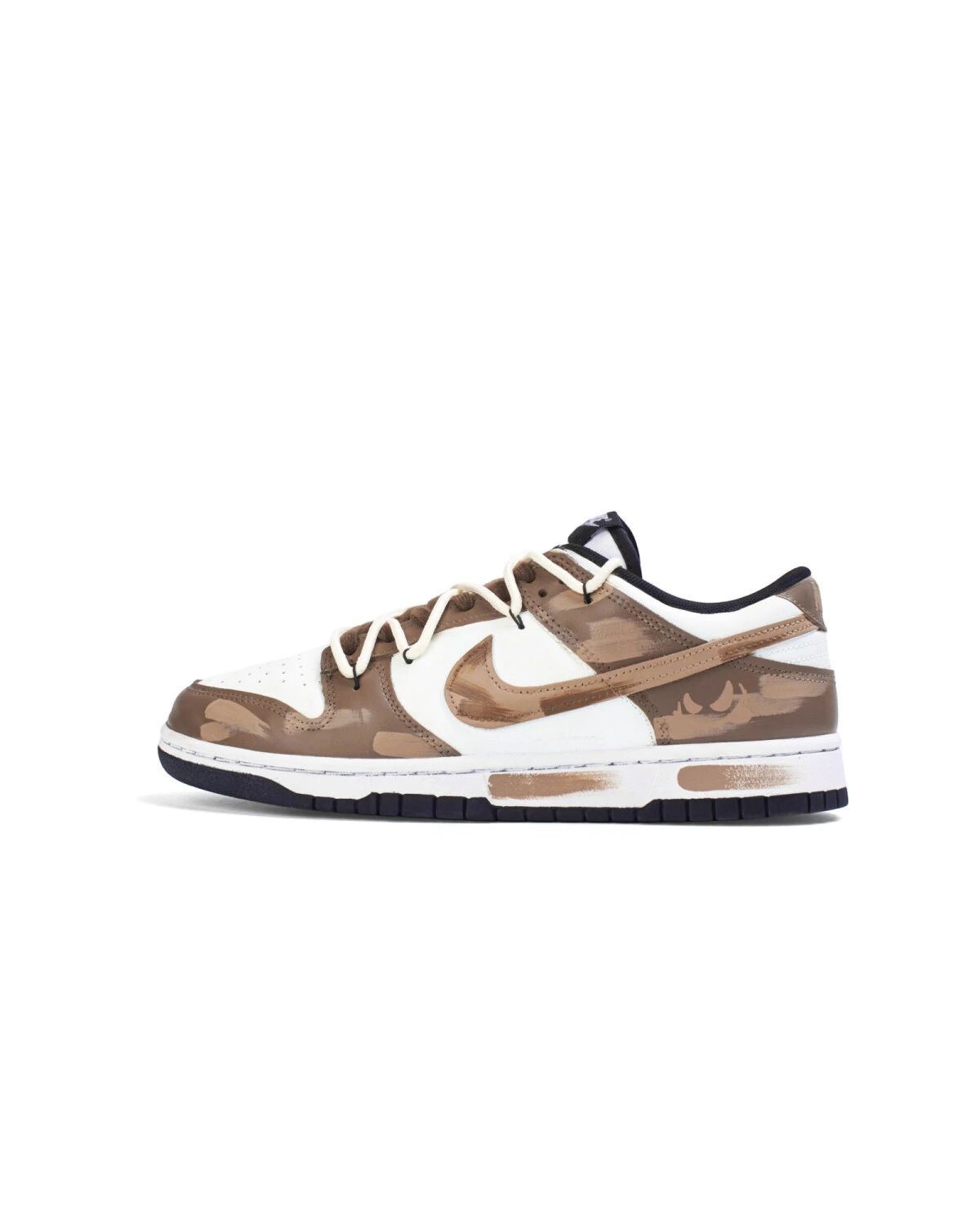 Nike Dunk детские кроссовки кожаные коричневые ручная роспись картинка