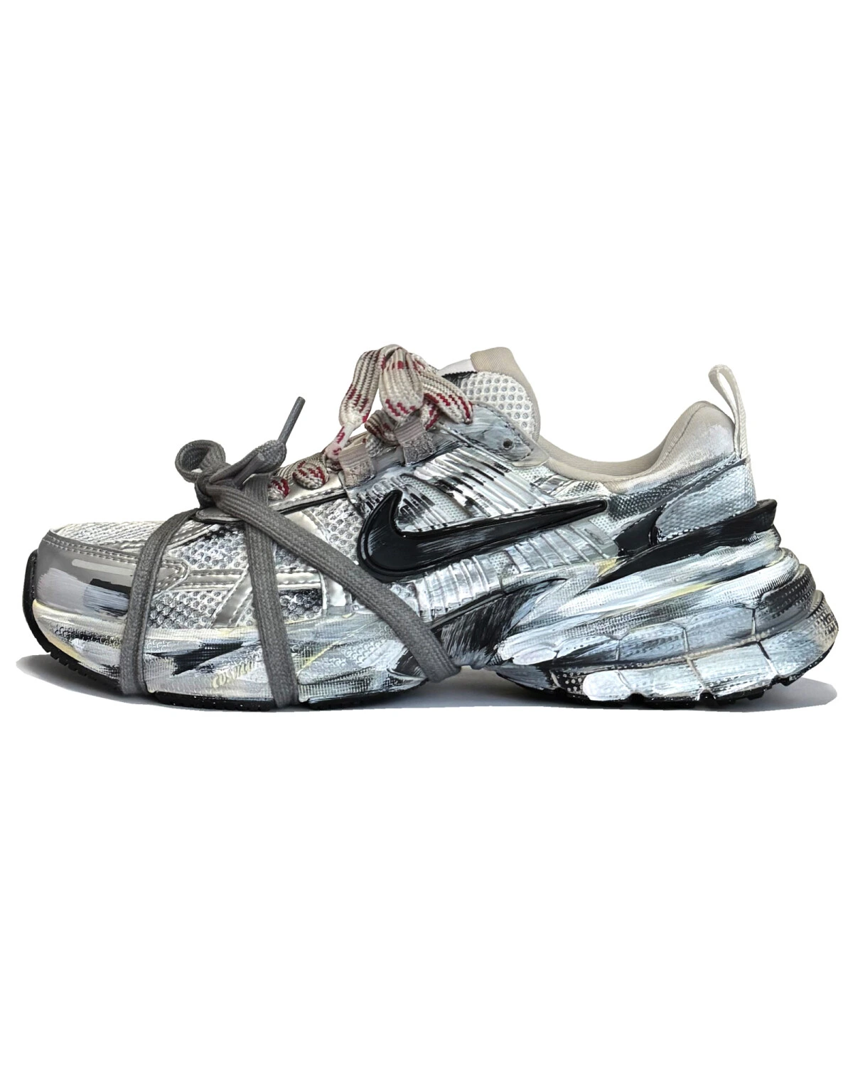 Nike V2K Run унисекс кроссовки серо-белые с амортизацией и противоскользящей подошвой картинка