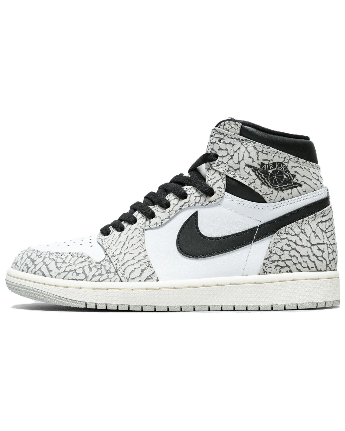 Jordan Air Jordan 1 детские кроссовки высокие кожаные серо-черные картинка