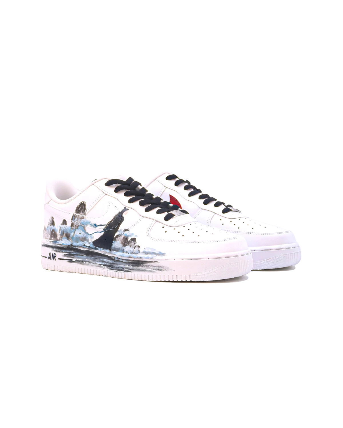 Nike Air Force 1 унисекс кроссовки черно-белые с рисунком картинка