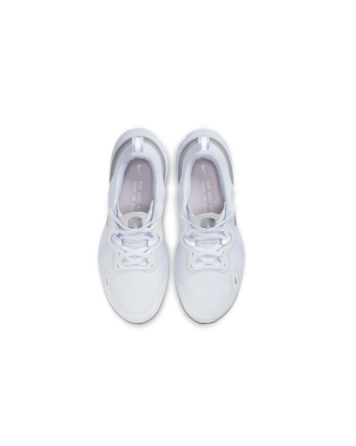 Nike React Miler 1 женские спортивные кроссовки серо-белые с амортизацией и сетчатым верхом картинка