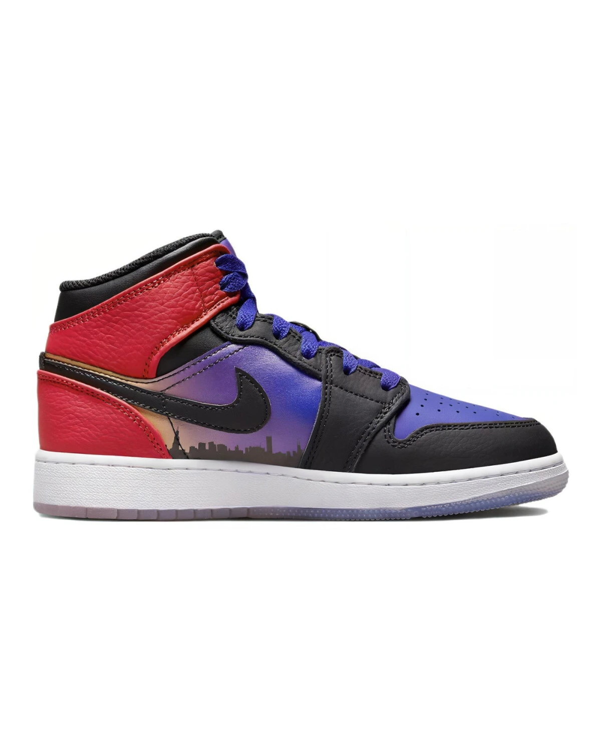 Jordan Air Jordan 1 MID детские кожаные кроссовки чёрно-красные картинка