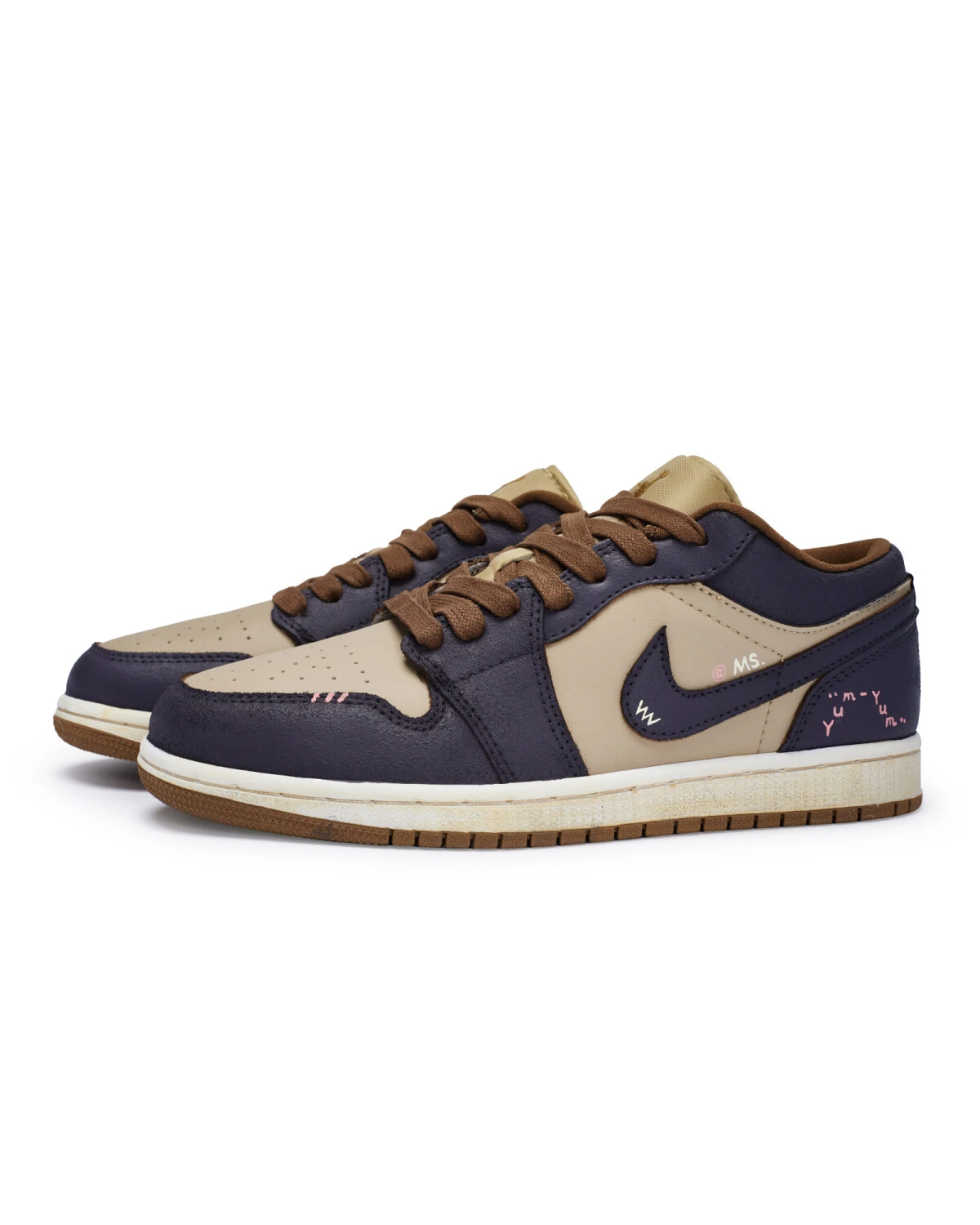 Jordan Air Jordan 1 женские кроссовки фиолетово-коричневые осенние картинка