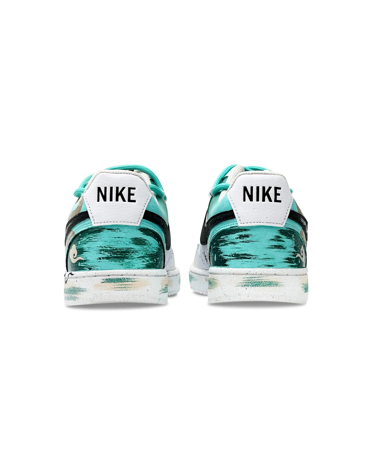 Nike Court Vision 1 мужские кроссовки бело-зеленые с амортизацией и износостойкостью картинка