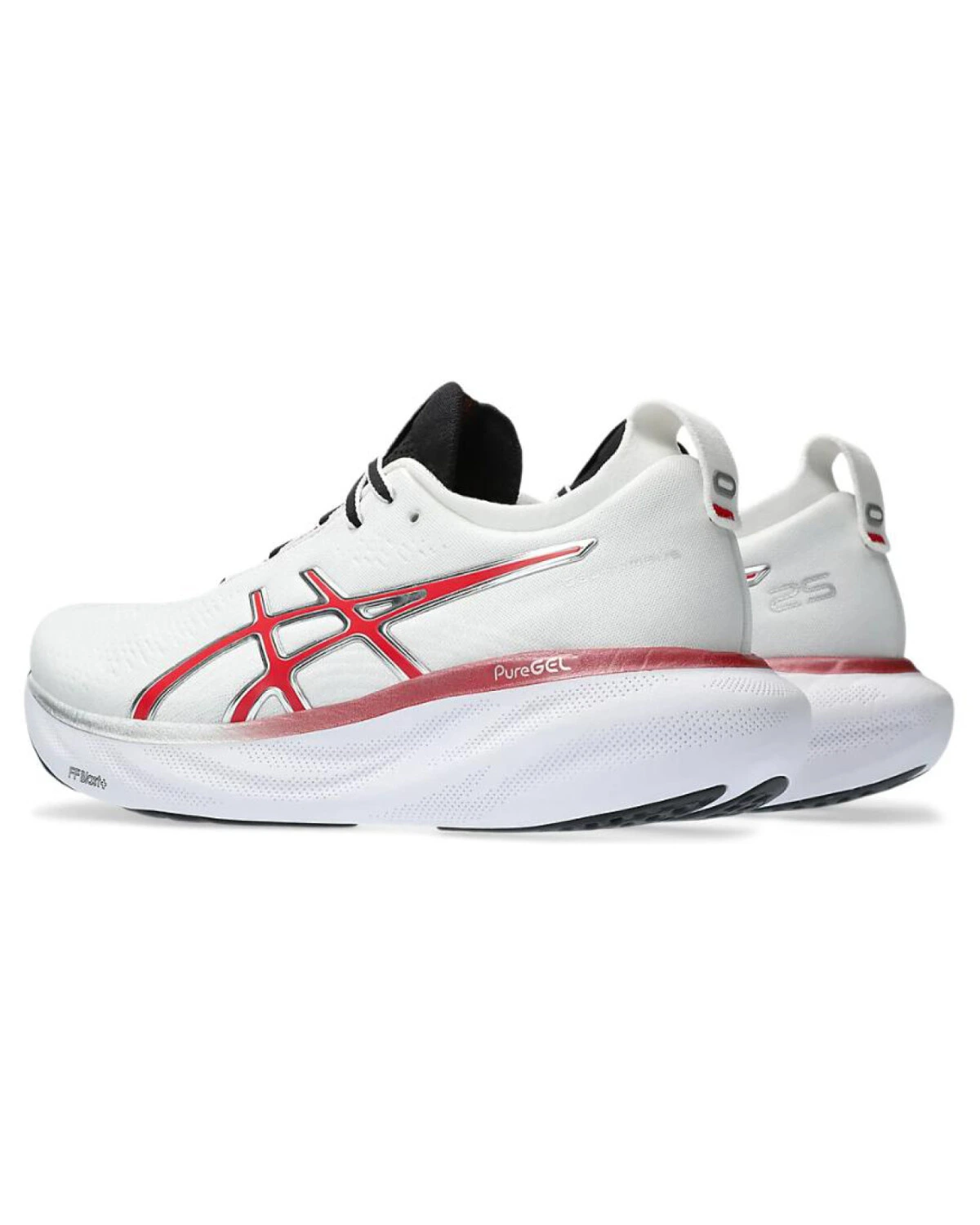 Asics GEL-Nimbus 25 мужские кроссовки для марафона дышащие бело-чёрно-красные картинка