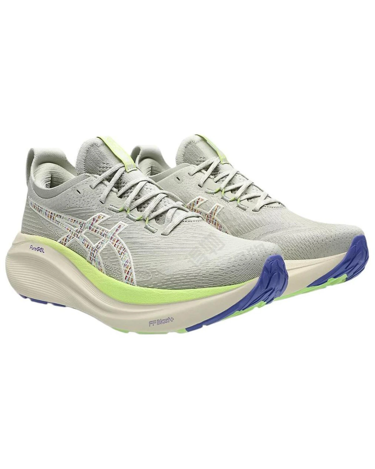Asics GEL-NIMBUS 27 мужские спортивные кроссовки серо-зеленые картинка