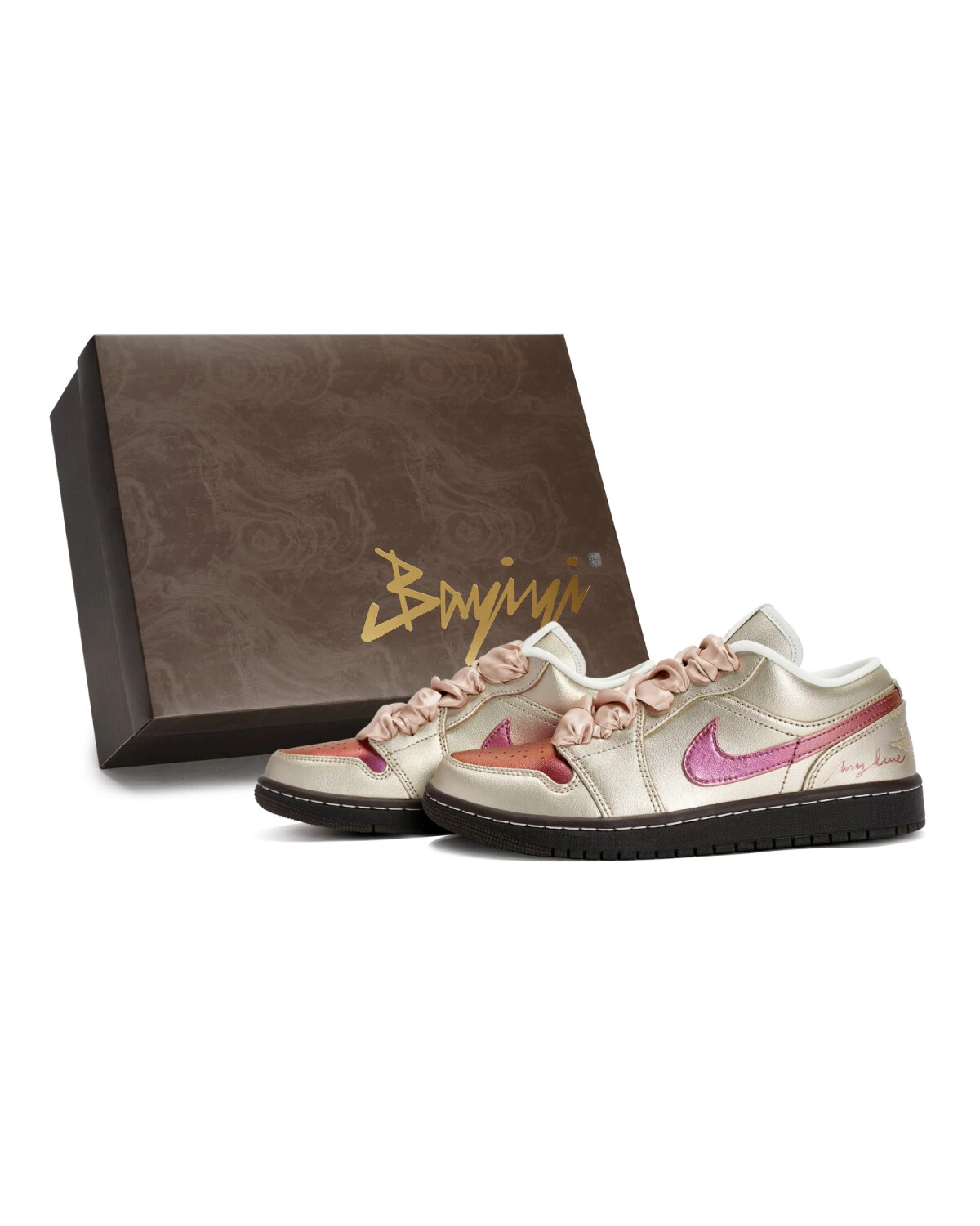 Jordan Air Jordan 1 женские кроссовки розово-золотые ретро картинка
