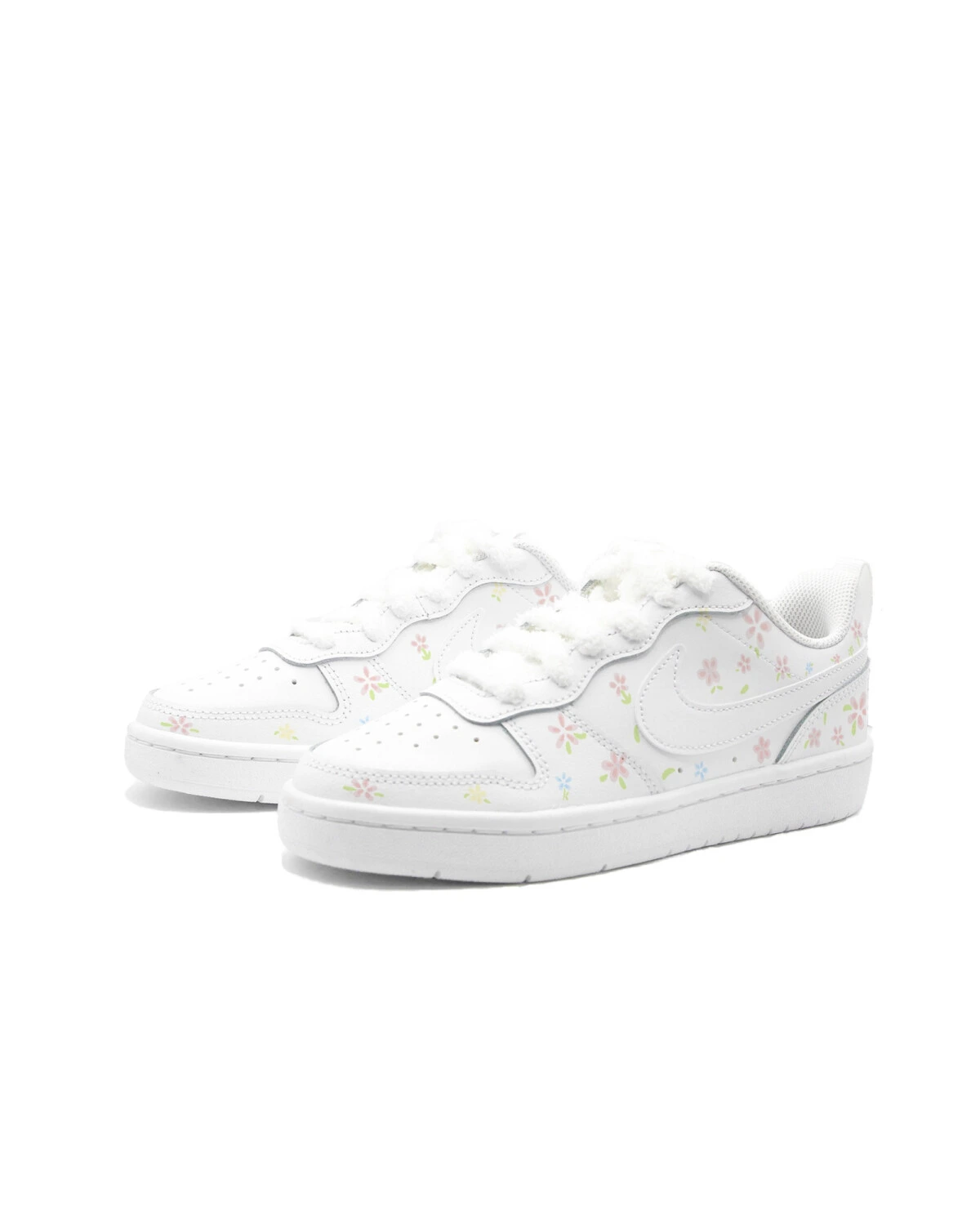 Nike Court Borough детские кроссовки кожаные розовые с цветочным принтом картинка