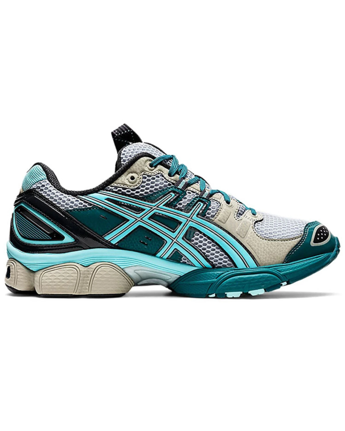 Asics GEL-Nimbus 9 UB3-S унисекс кроссовки серо-голубые с красным картинка