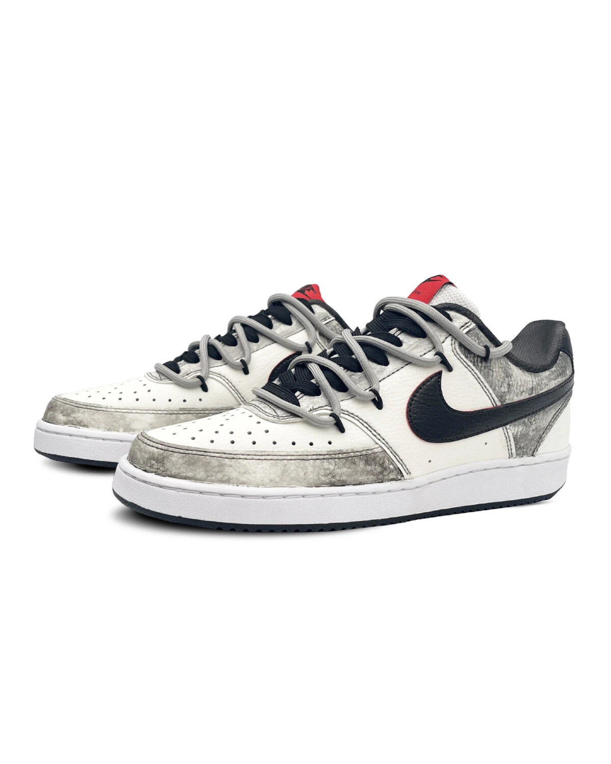 Nike Court Vision 1 мужские кроссовки черно-белые с готическим принтом картинка