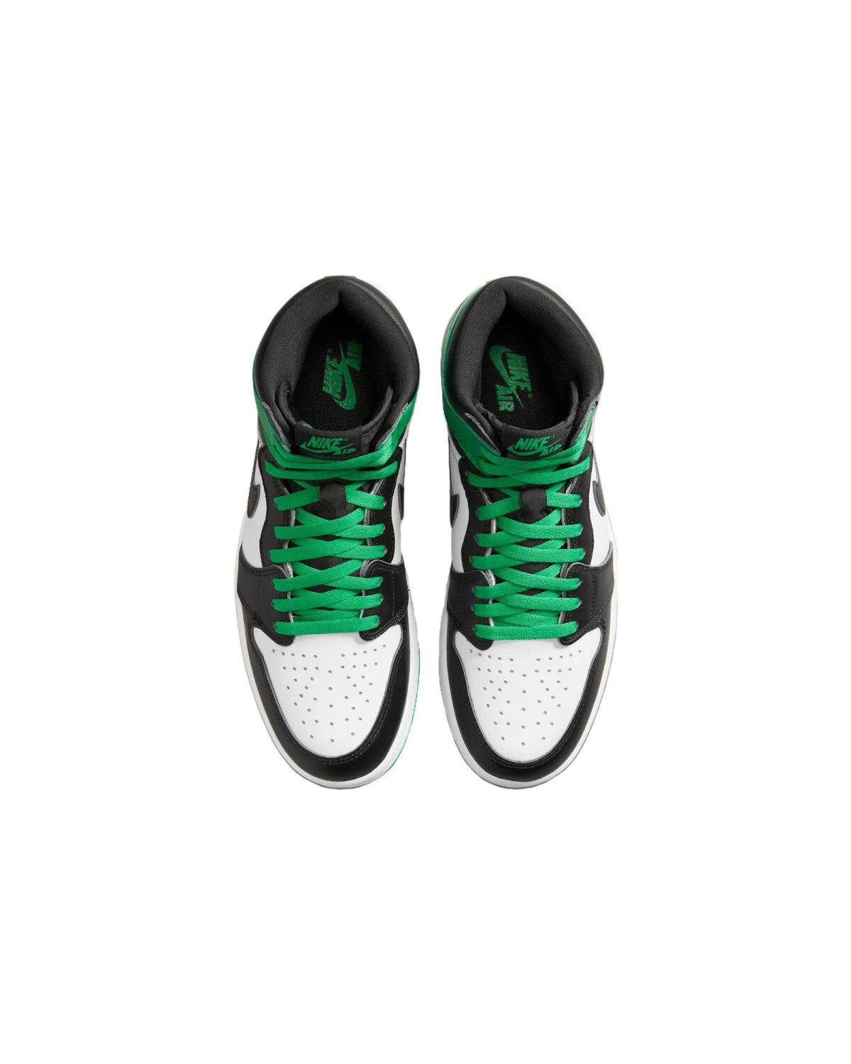 Jordan Air Jordan 1 детские кроссовки высокие бело-черно-зеленые из кожи картинка