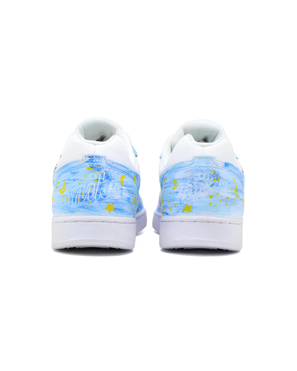 Nike EBERNON унисекс кроссовки белые с рисунком лун и котов картинка