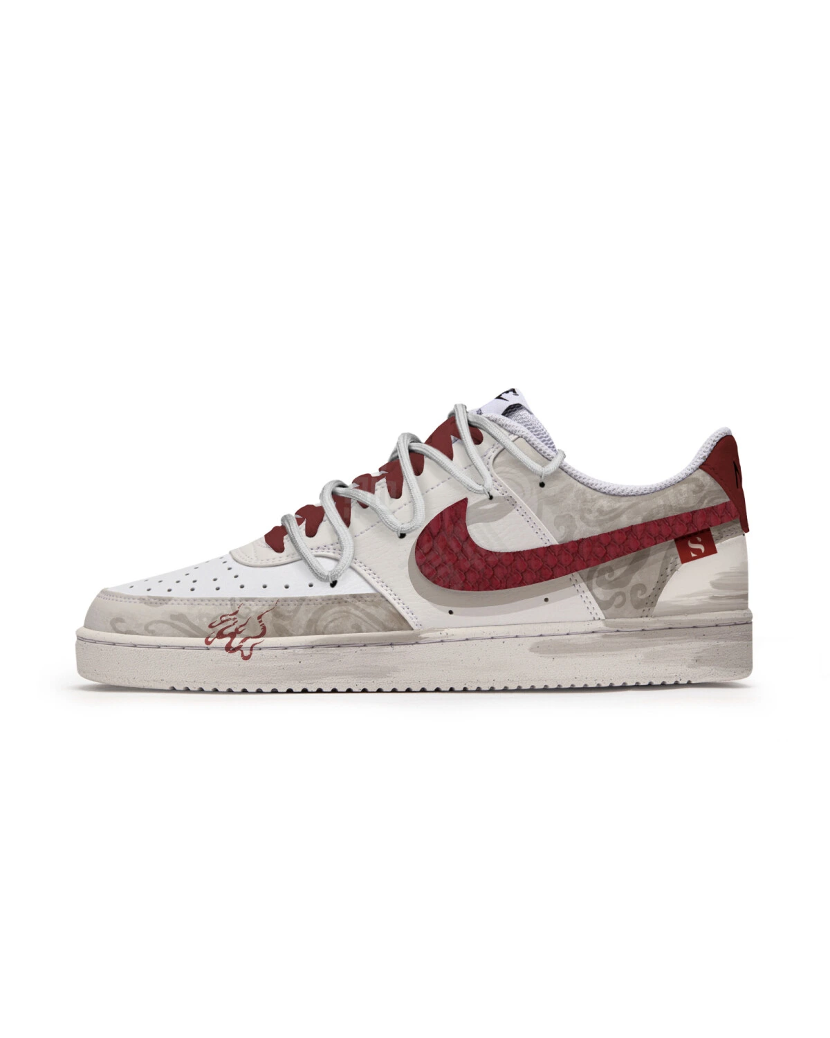 Nike Court Vision P.M.S мужские кеды синтетические коричнево-белые картинка