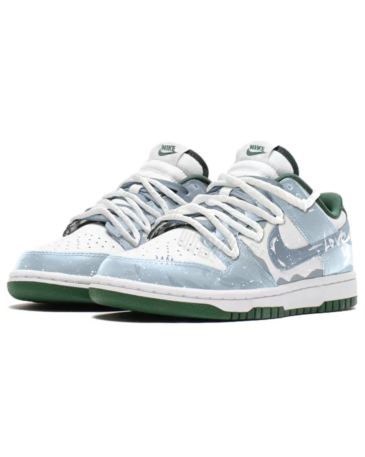 Nike Dunk Light Blue/White кроссовки с ручной росписью и нескользящей подошвой картинка
