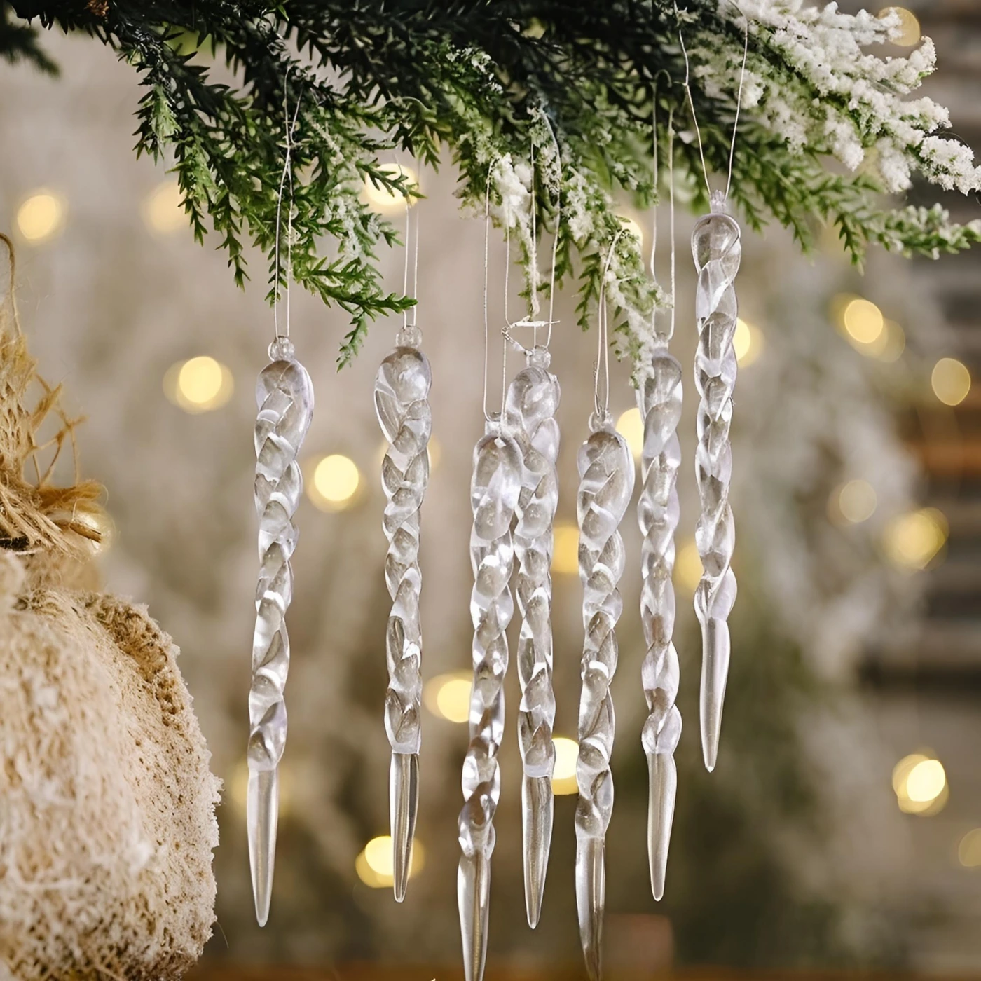 Новогодняя подвеска ледяные сосульки акриловые для декора картинка