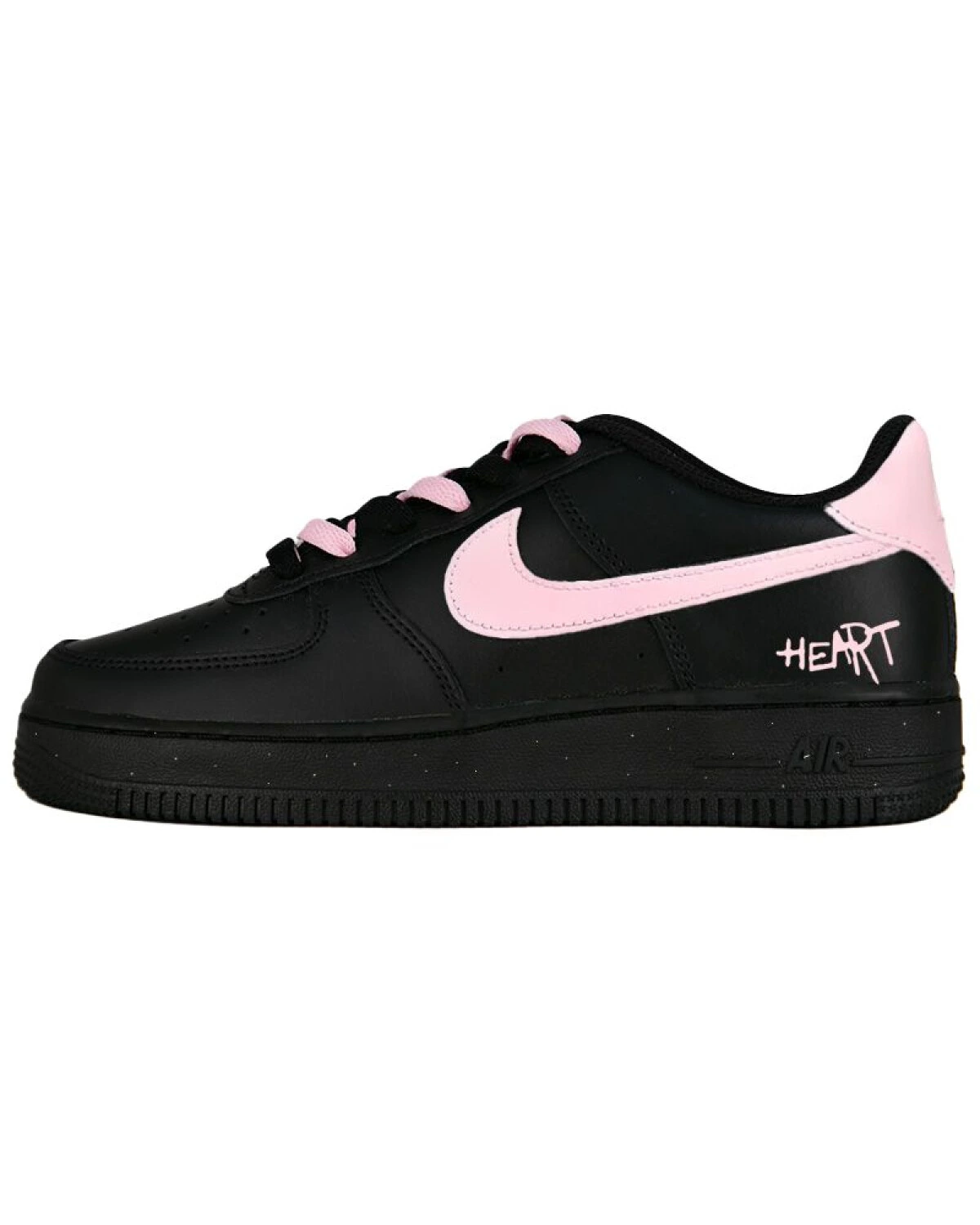 Nike Air Force 1 unisex кроссовки черные с розовыми деталями картинка
