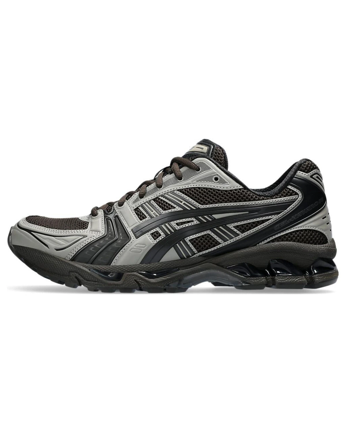 Asics Gel-Kayano 14 спортивные кроссовки из сетки и кожи черно-серо-коричневые картинка
