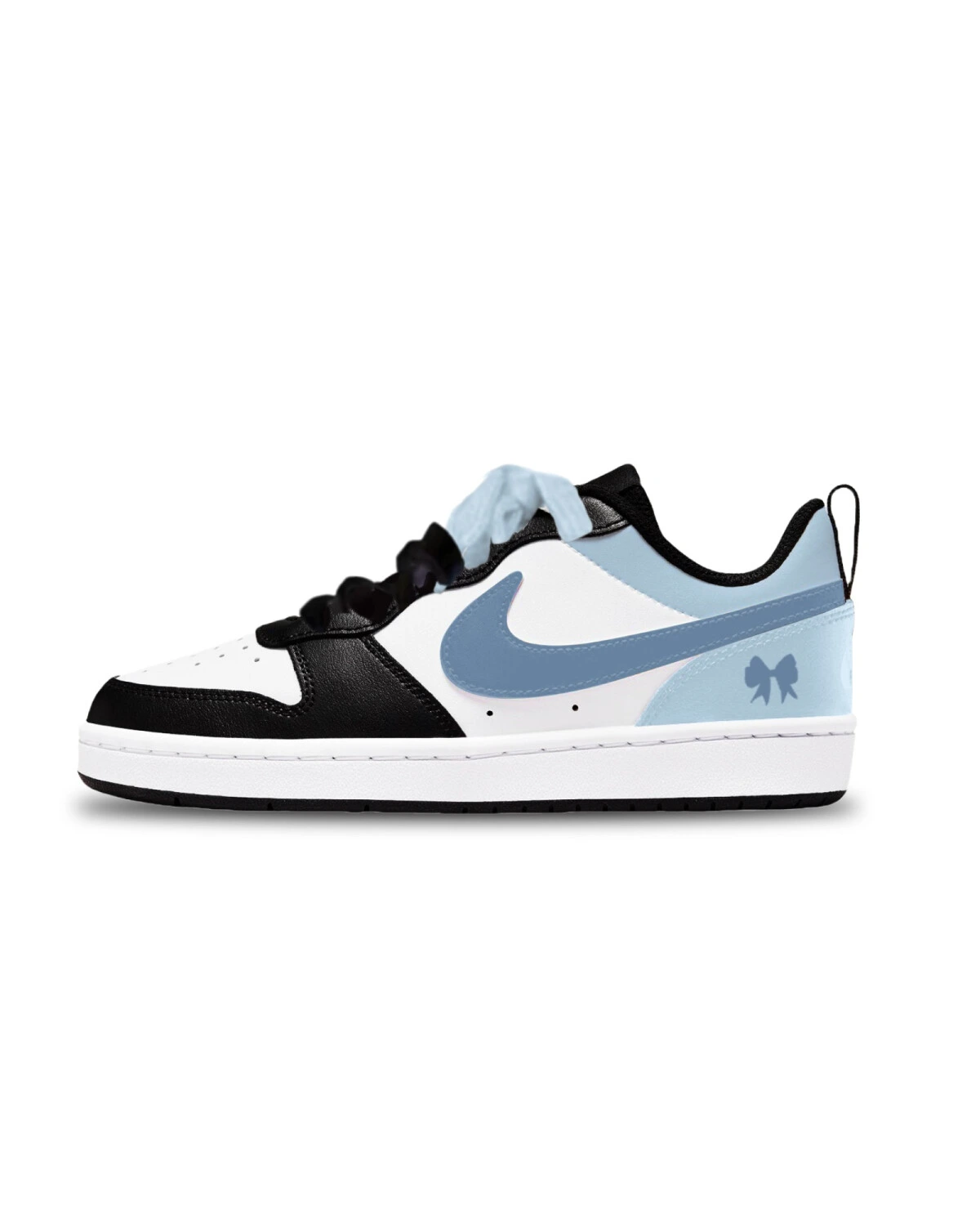 Nike Court Borough Low 2 детские кеды кожаные голубые износостойкие картинка