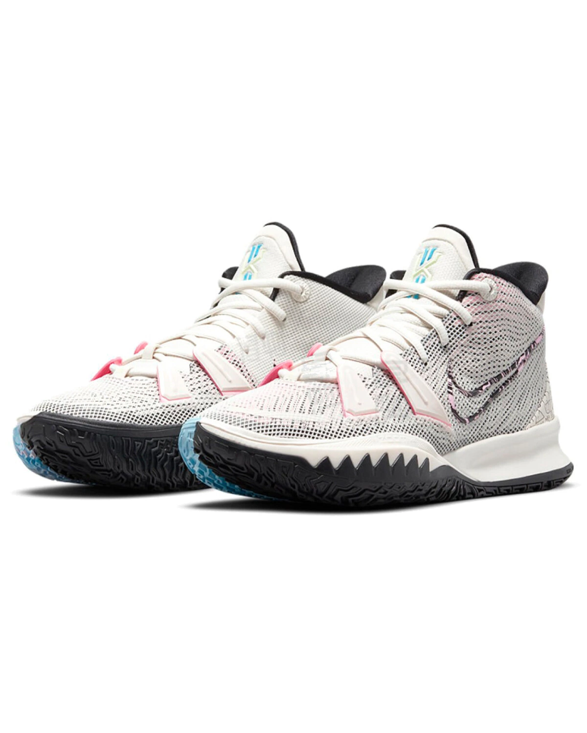 Nike Kyrie 7 EP унисекс баскетбольные кроссовки бело-голубые с розовыми акцентами картинка