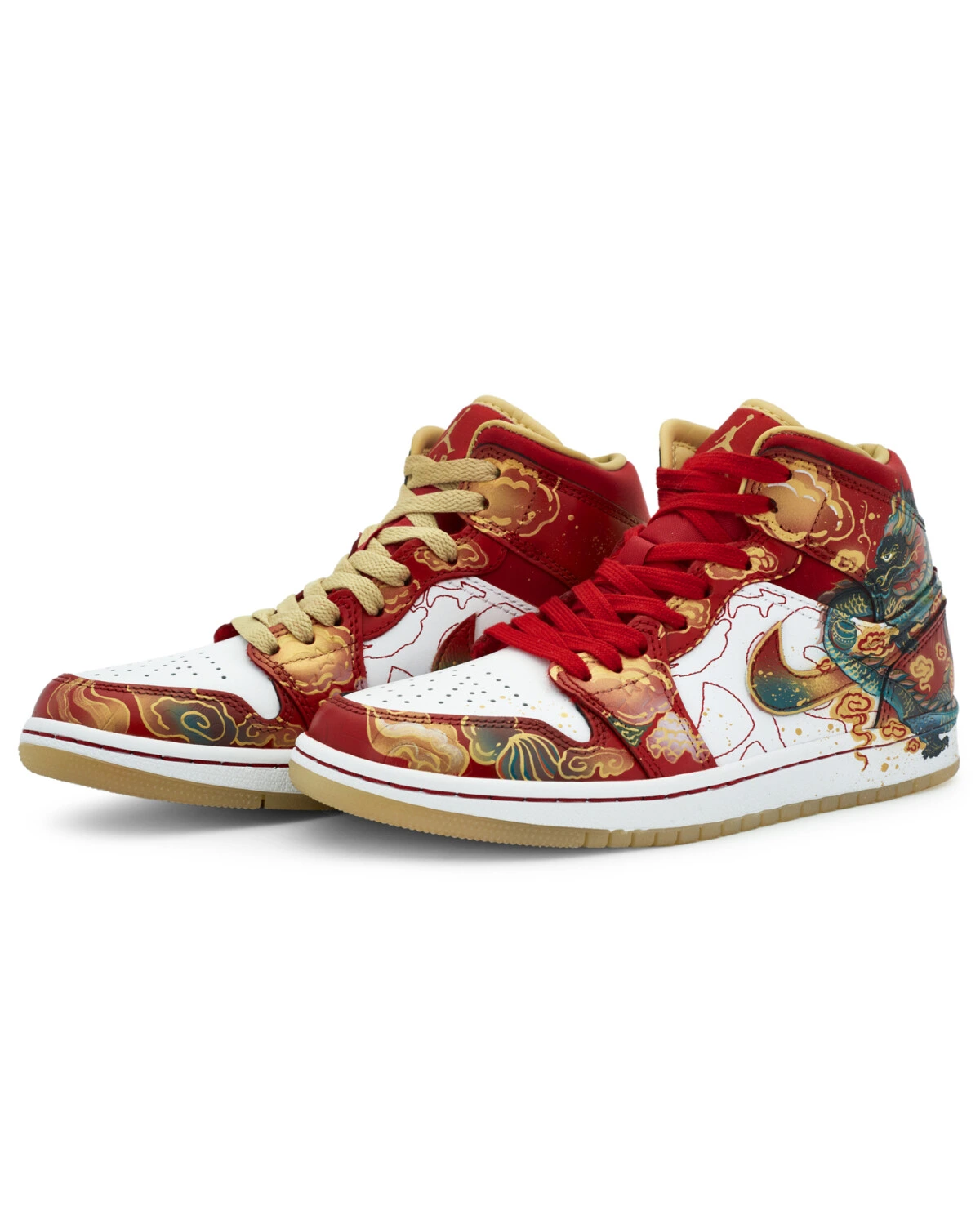 Jordan Air Jordan 1 мужские и женские кроссовки спортивные красно-белые с золотом картинка