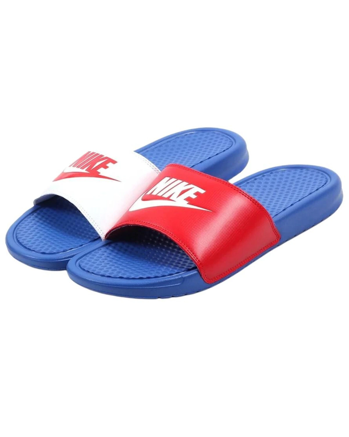 Nike Benassi JDI унисекс слипоны кожаные красно-синие картинка