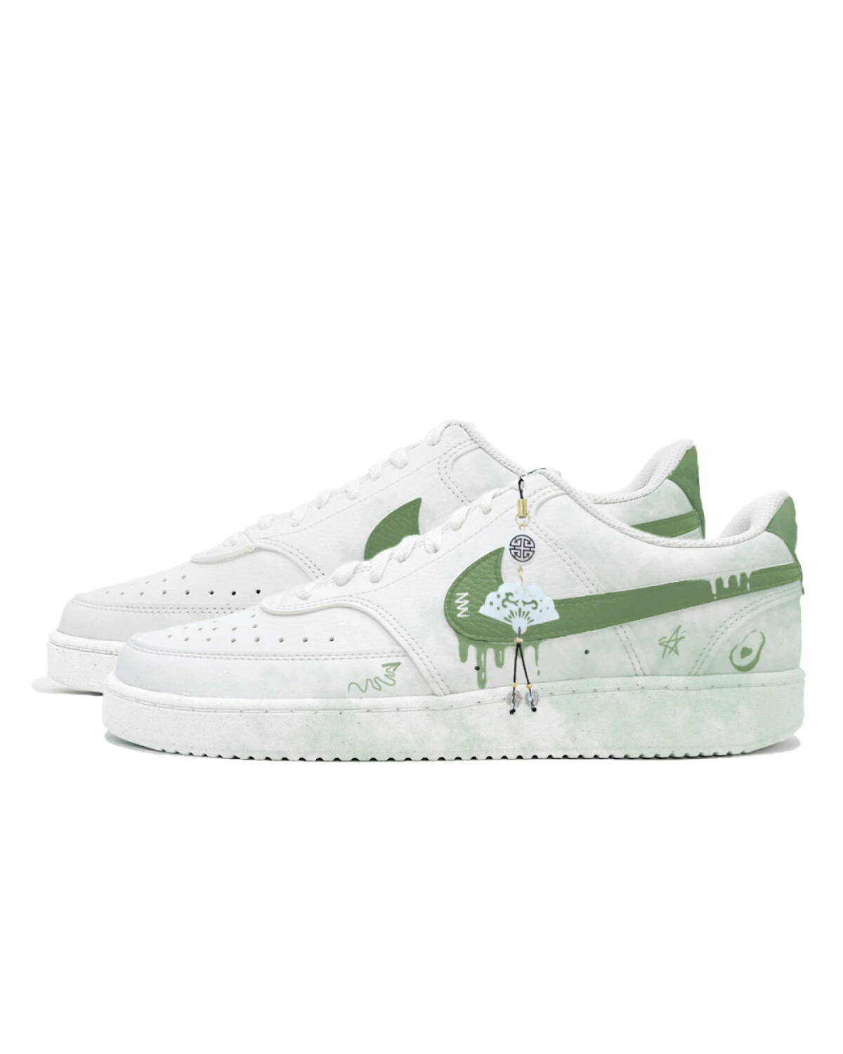 Nike Court Vision 1 мужские кроссовки зеленые с амортизацией и противоскользящей подошвой картинка