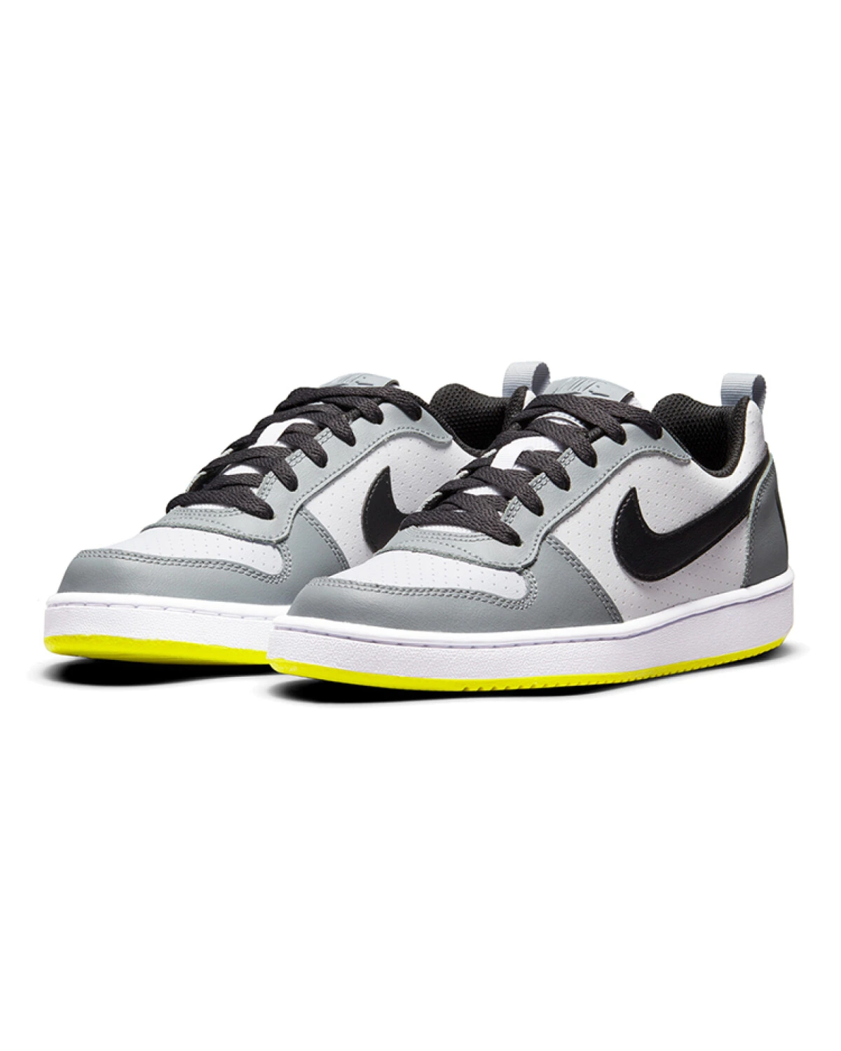 Nike Court Borough Low детские кроссовки серо-белые с желтым картинка
