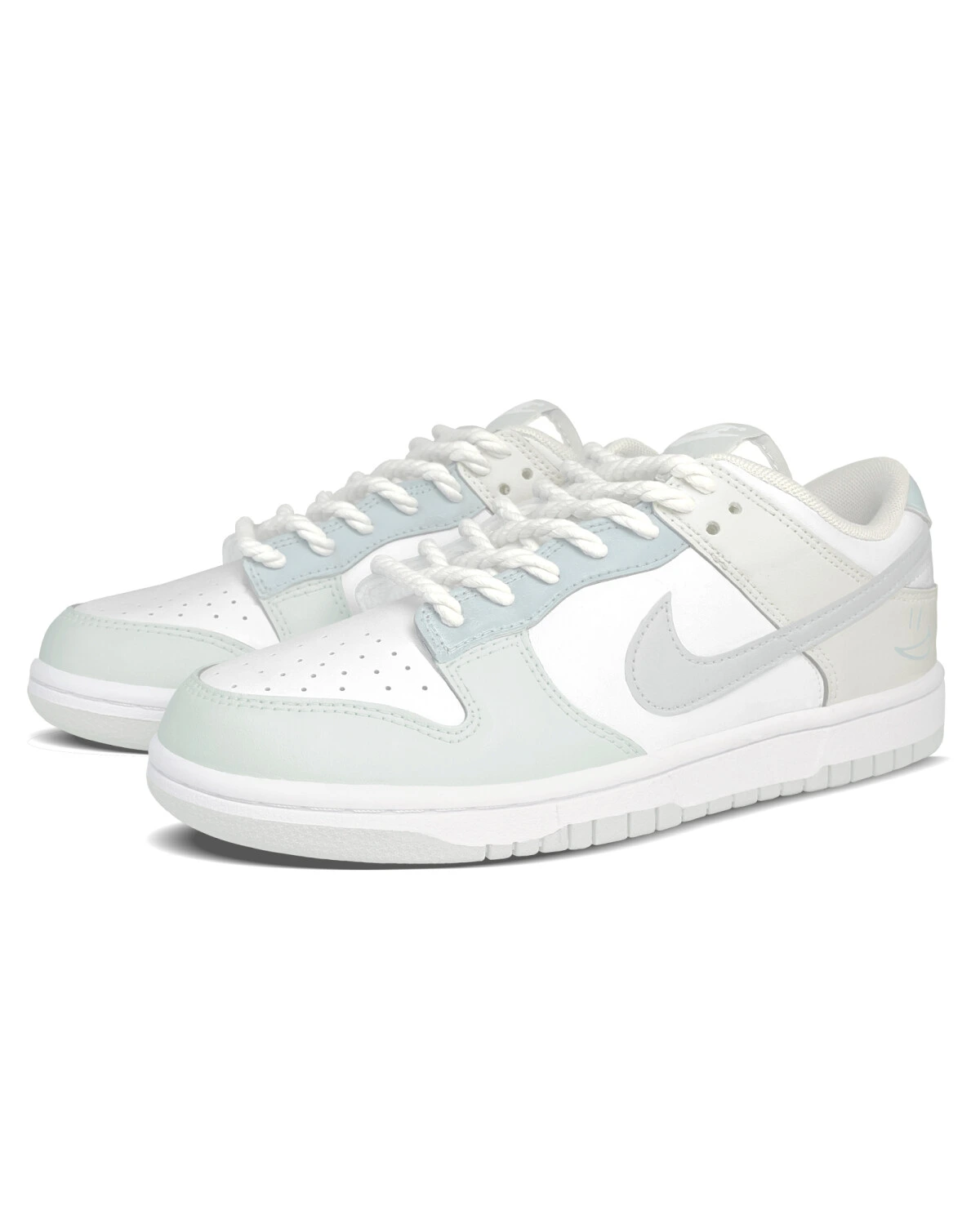 Nike Dunk мужские и женские кроссовки кожаные бежево-голубые картинка