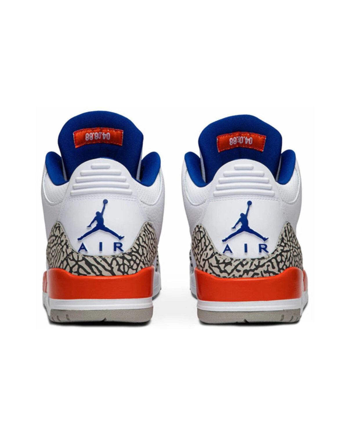 Jordan Air Jordan 3 унисекс кроссовки высокие белые с сине-оранжевыми деталями картинка
