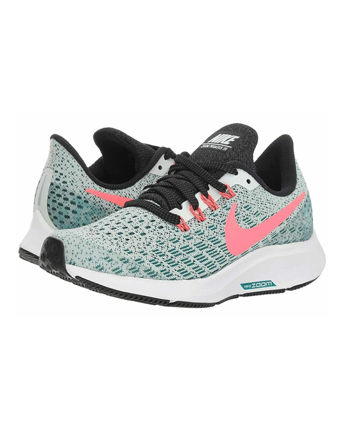 Nike Pegasus 35 детские кроссовки для бега белые с зелено-розовыми вставками картинка