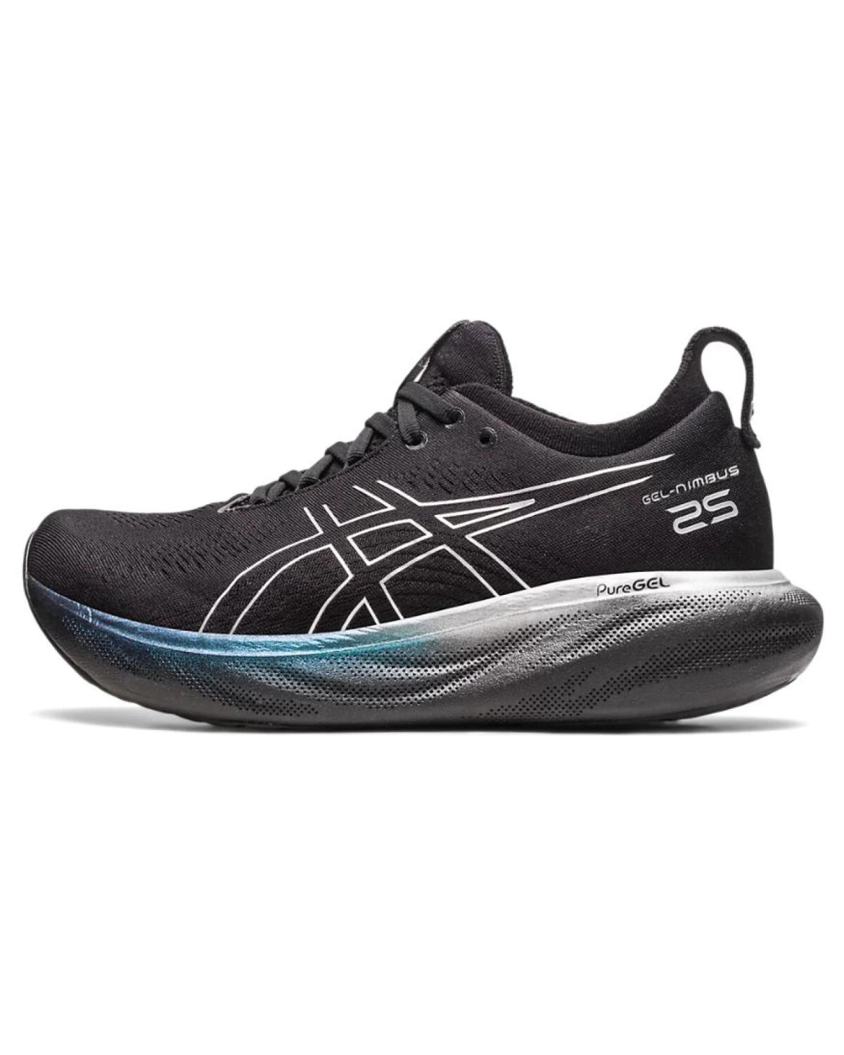 Asics GEL-Nimbus 25 женские спортивные кроссовки черно-синие с амортизацией картинка