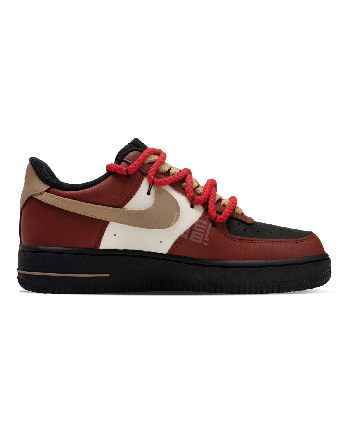 Nike Air Force 1 unisex кроссовки черно-красные износостойкие картинка