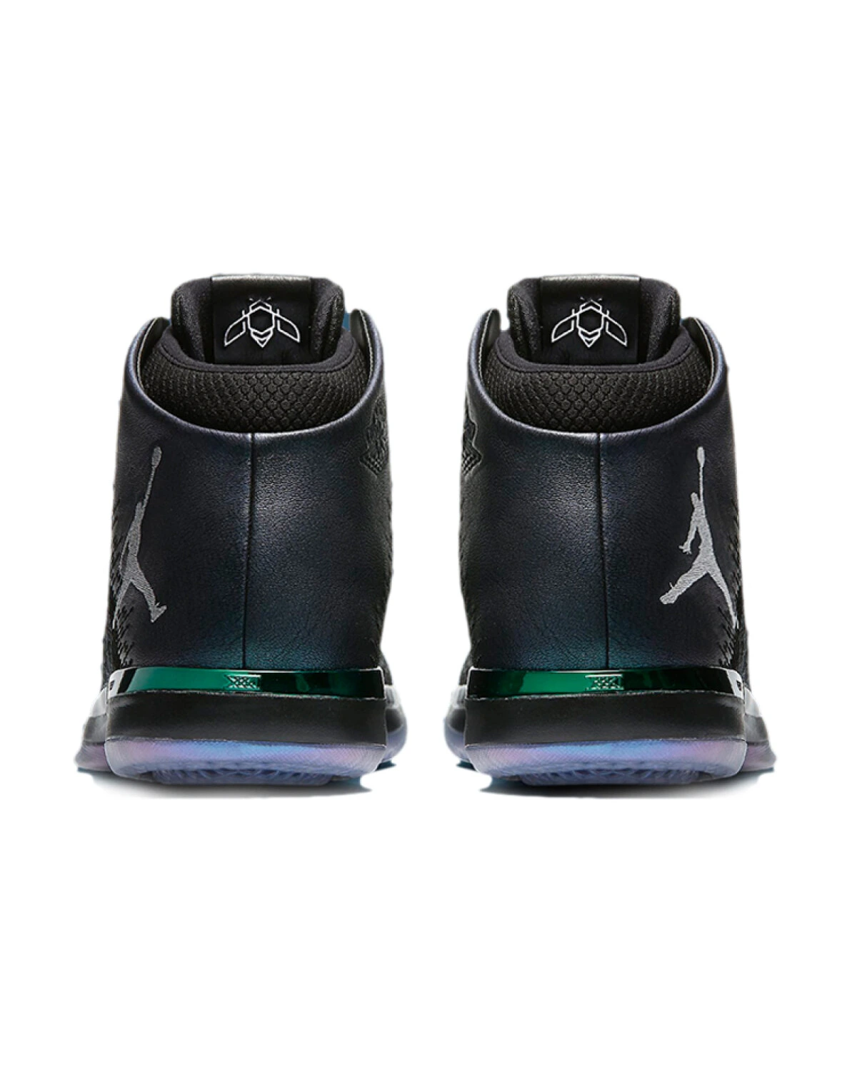 Jordan 31 мужские кроссовки высокие чёрные с металлическим серебром картинка